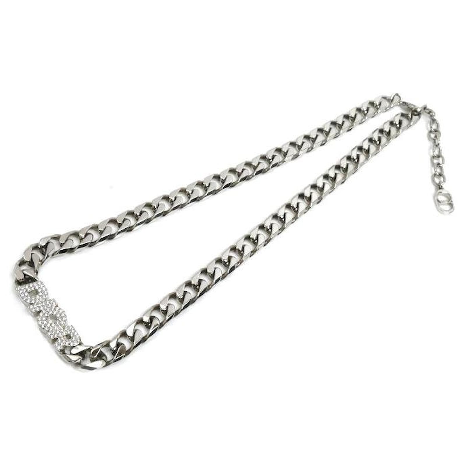 Dior Brass Chain Link Necklace N1507HOMMT Silvery Metal  ref.2327146