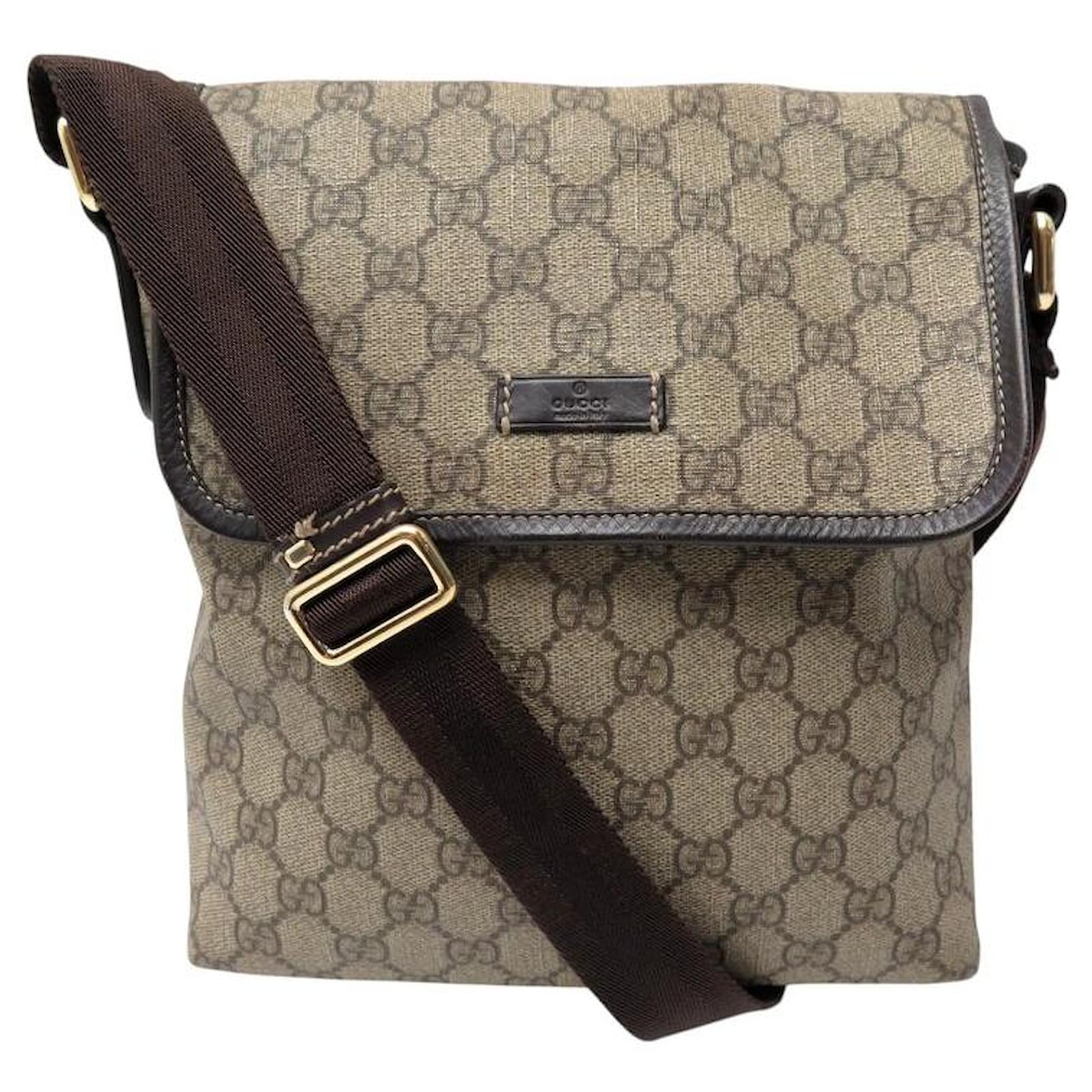 GUCCI BAG 223666 MESSENGER BAG SUPREME GG MONOGRAM STRAP BAG Beige Leather  ref.2251047