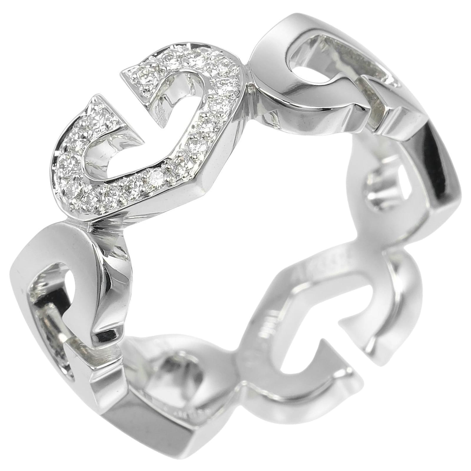 Cartier C Heart Au750 Diamond Ring Size 10.5 Silvery Metallic Metal  ref.2326523