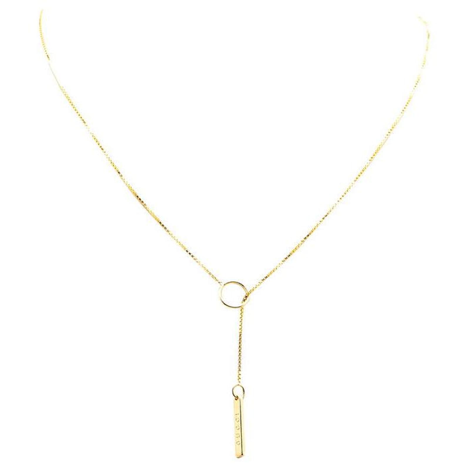 Gucci Lariat Au750 Necklace Golden Metallic Metal  ref.2326448