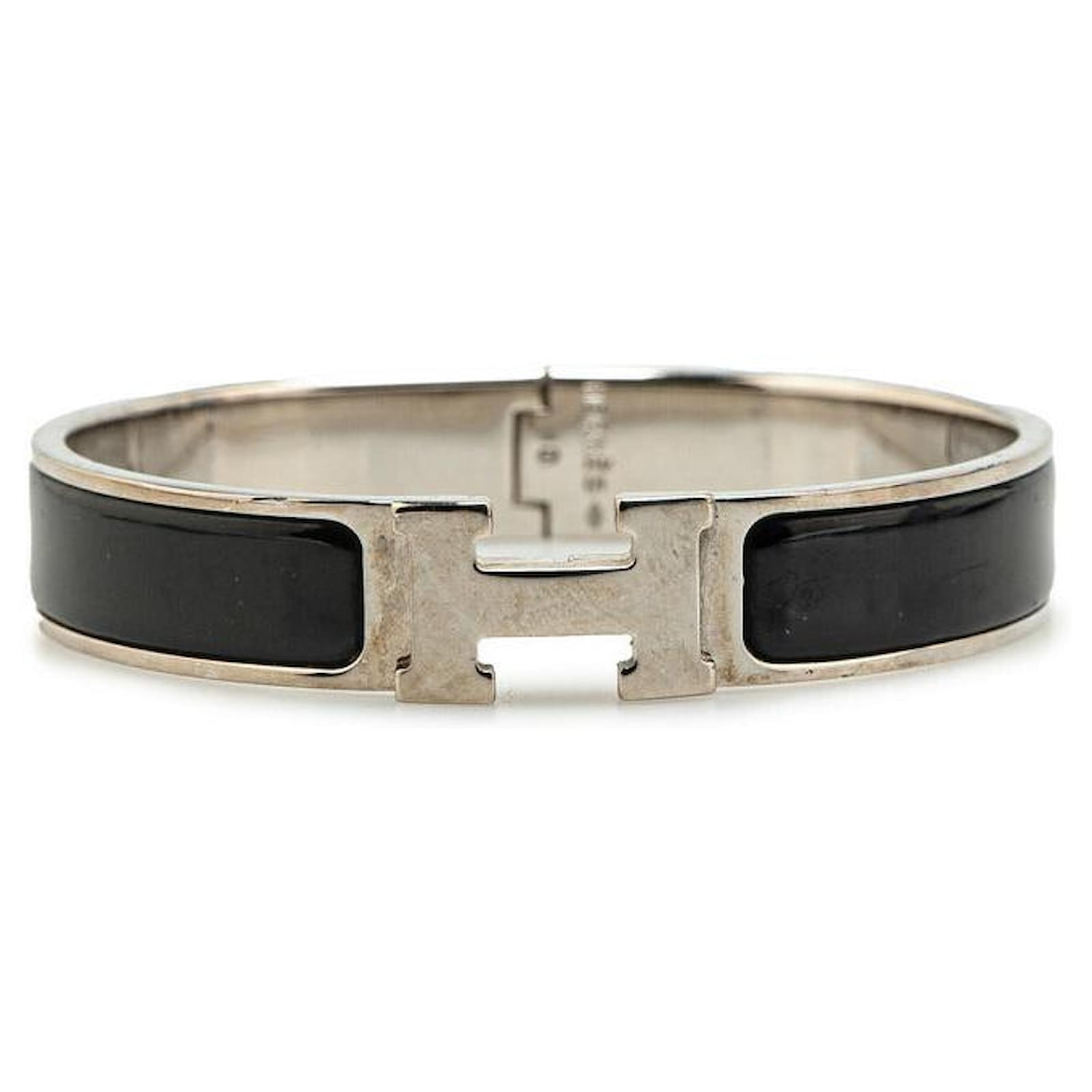 Hermès Hermes Click H PM Metal Enamel Bracelet Silvery Metallic  ref.2326311