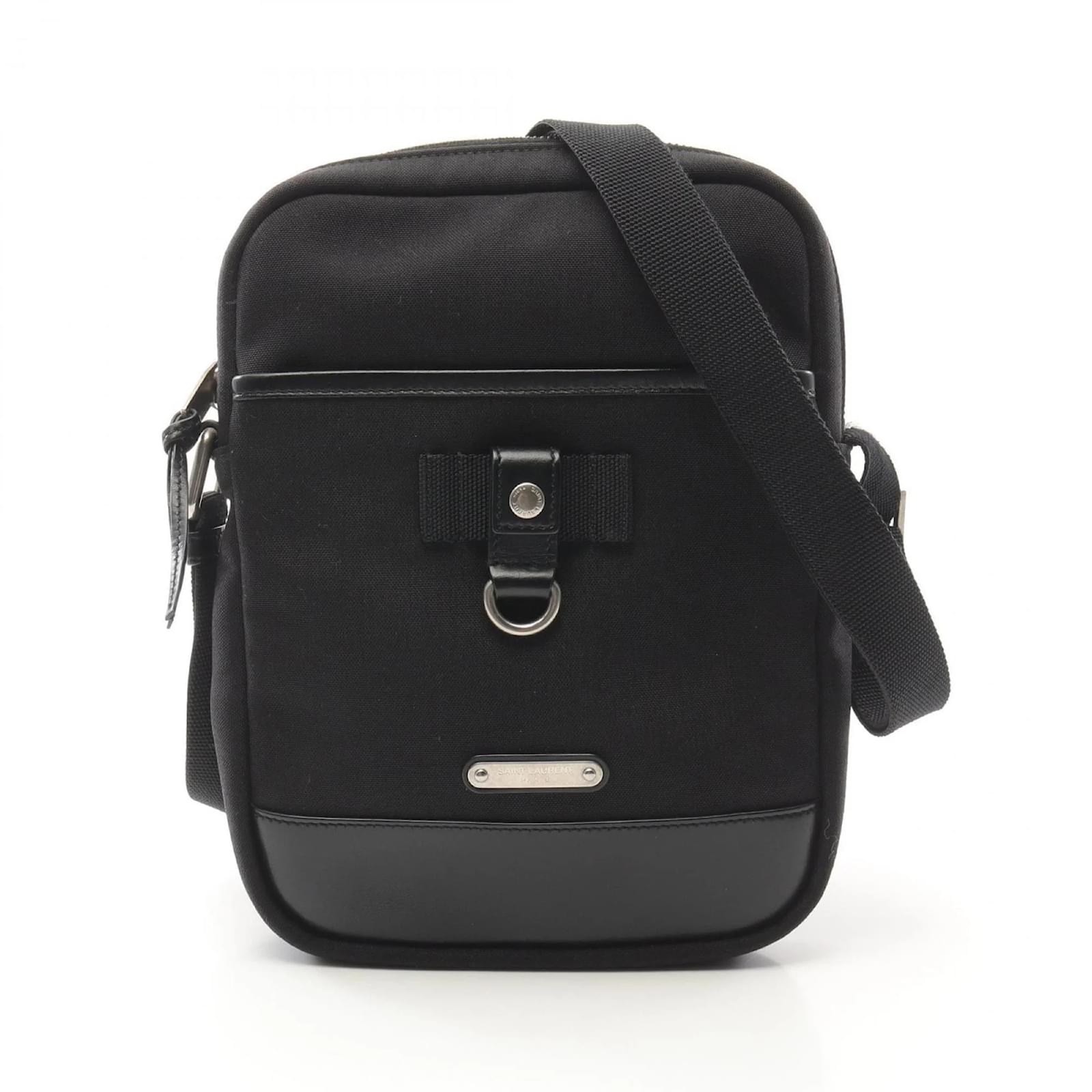 Saint Laurent Rivington Shoulder Bag Black Leather Cloth  ref.2320860
