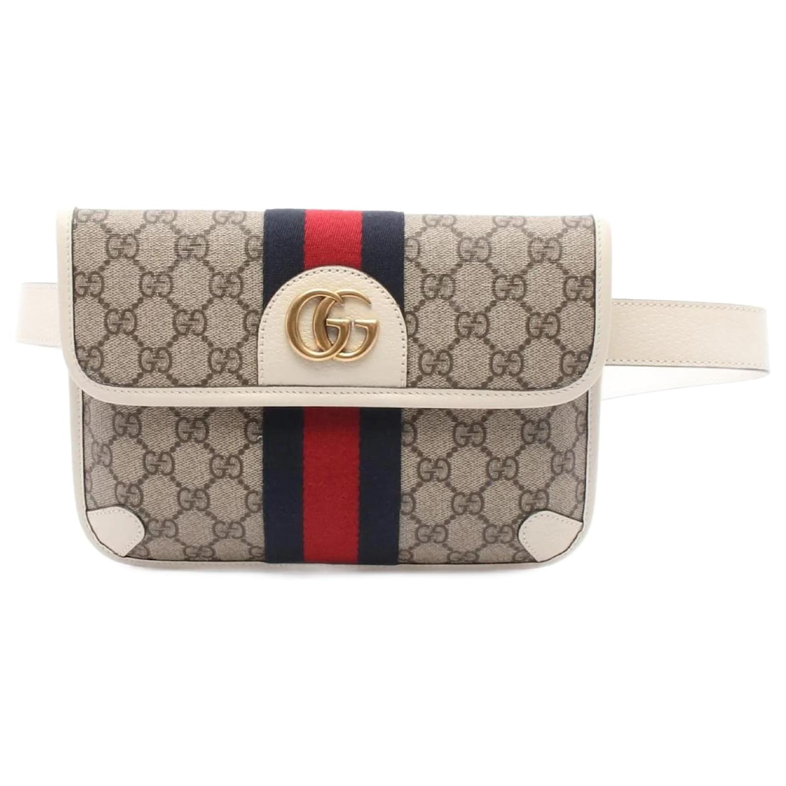 Gucci GG Supreme Ophidia Belt Bag Multiple colors Beige Cream Leather Plastic  ref.2320358
