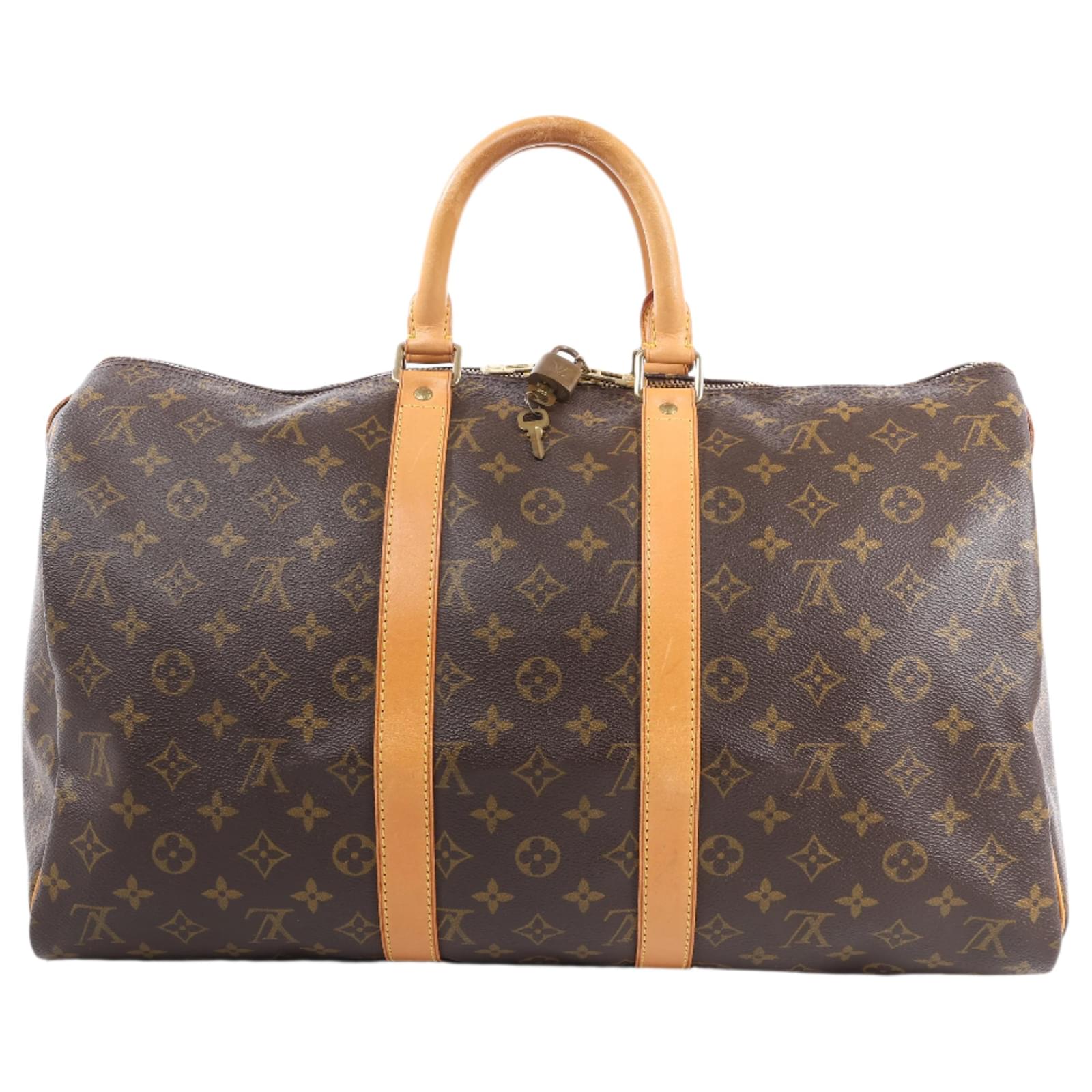 Louis Vuitton Monogram Canvas Keepall 45 Travel Bag M41428 Brown Leather  ref.2320177