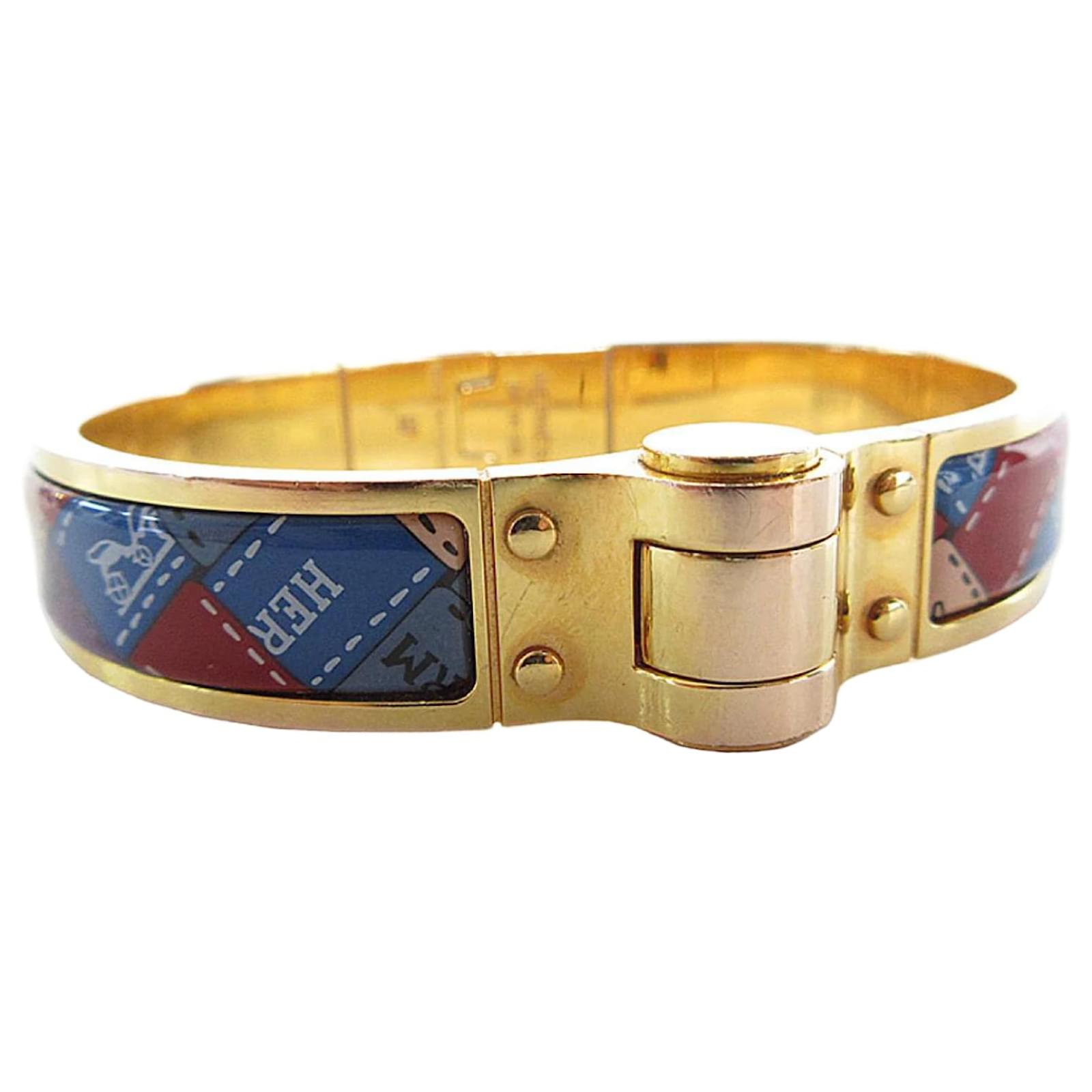 Hermès Hermes Gold and Multicolor Enamel Bangle Bracelet Multiple colors Golden Metal  ref.2325144