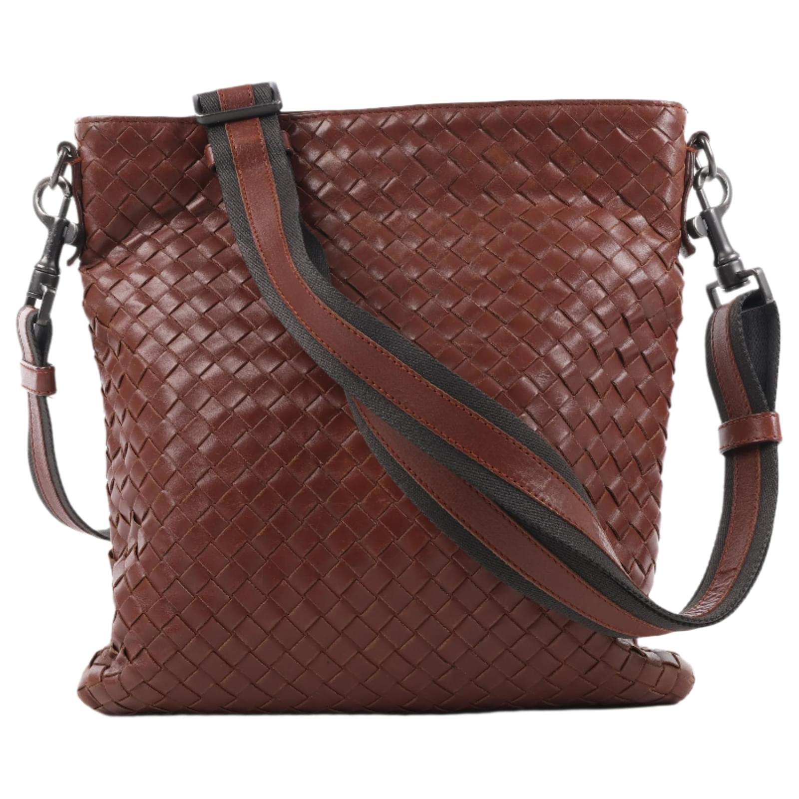 Bottega Veneta Nappa Intrecciato VN Crossbody Messenger Bag in Brown Leather  ref.2319626