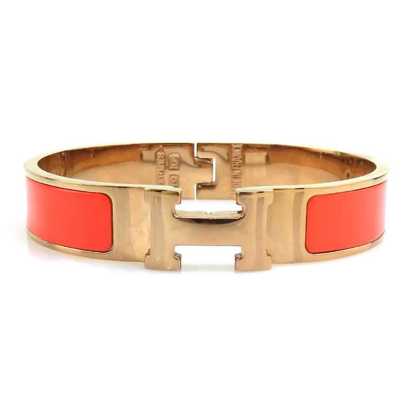 Hermès Hermes Enamel Bangle Bracelet Golden Orange Metal  ref.2325115