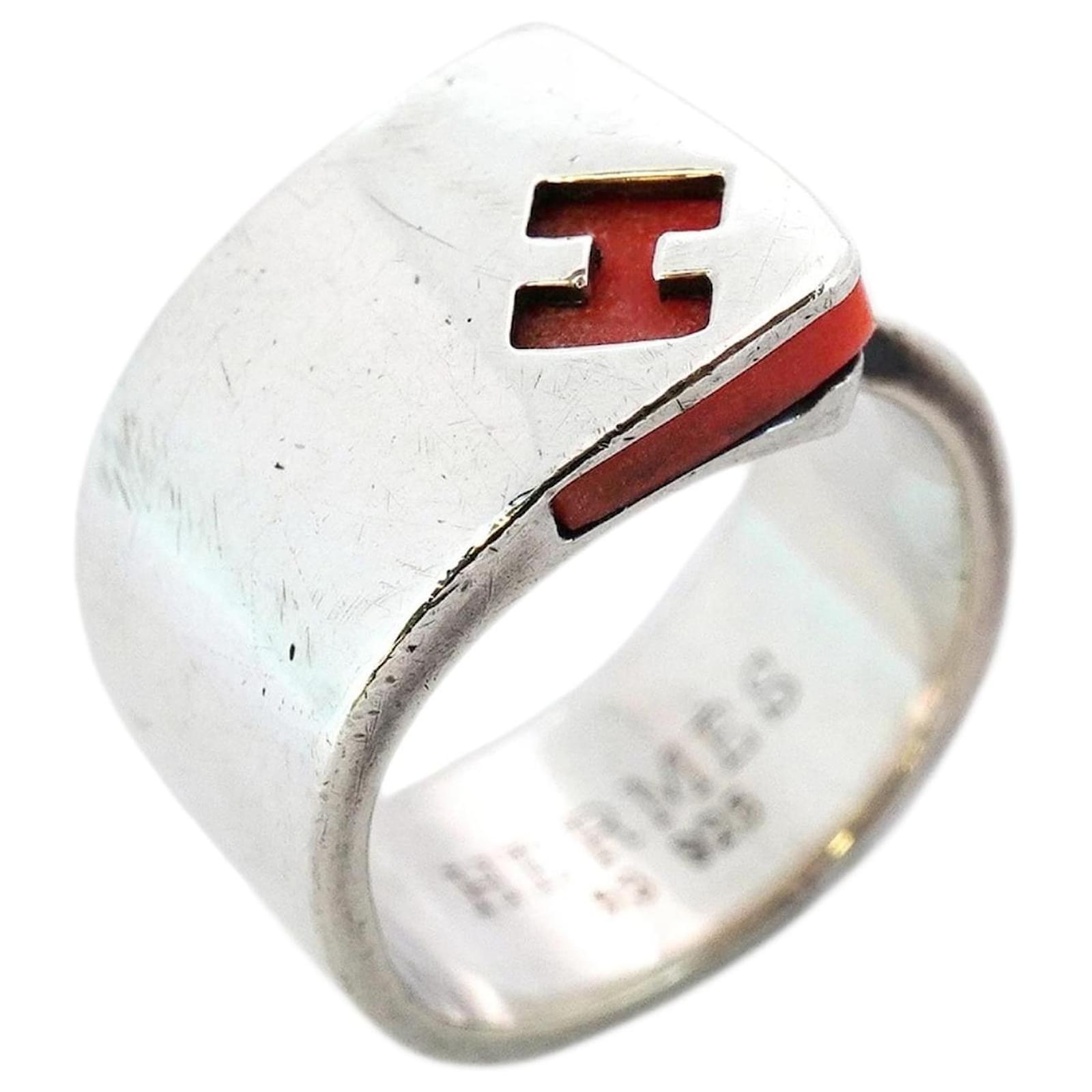 Hermès Hermes Candy Silver 925 Orange Band Ring  ref.2324850