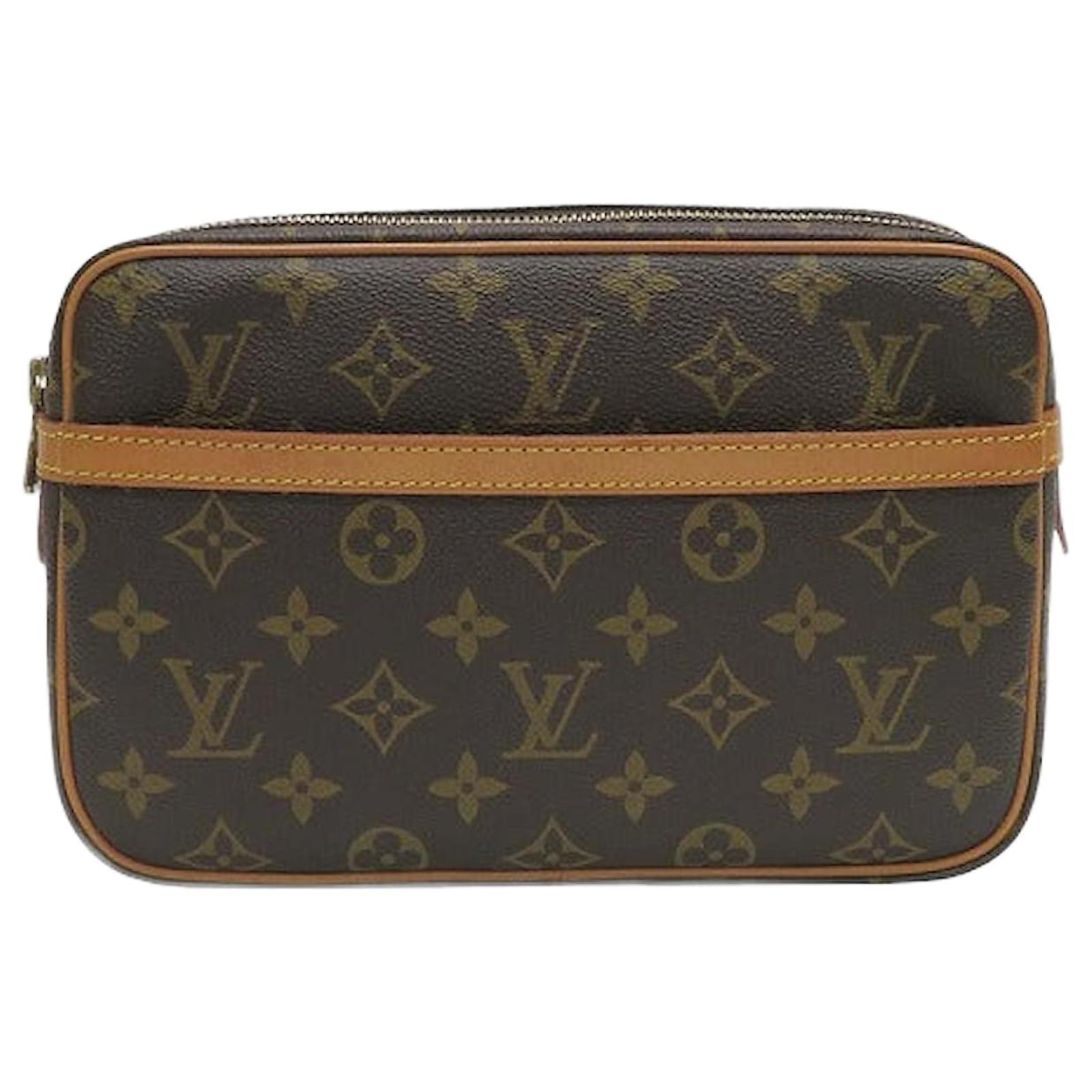 Louis Vuitton Compiegne Monogram Clutch Bag Brown Cloth  ref.2317565