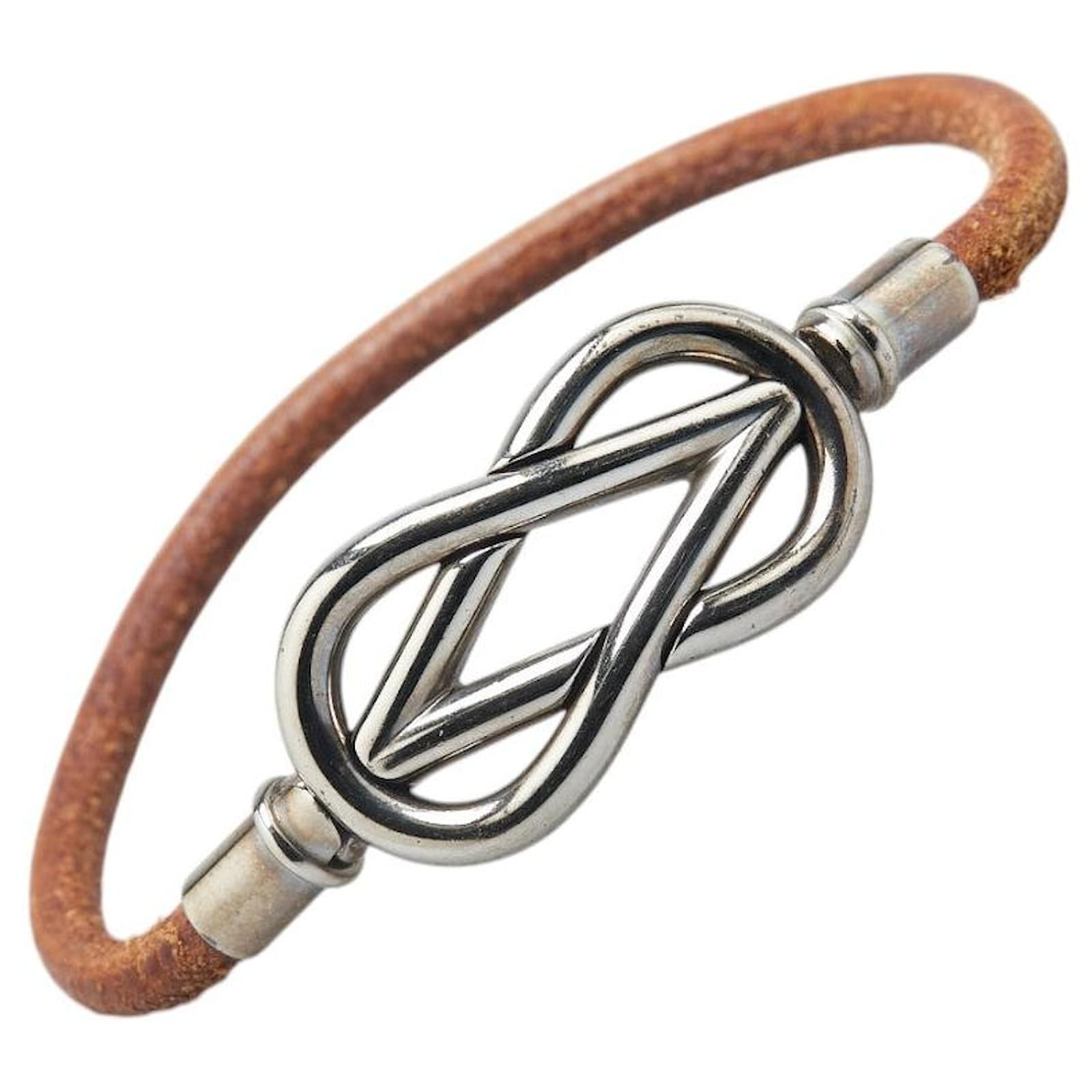Hermès Hermes Atame Metal Leather Bracelet Brown  ref.2324622