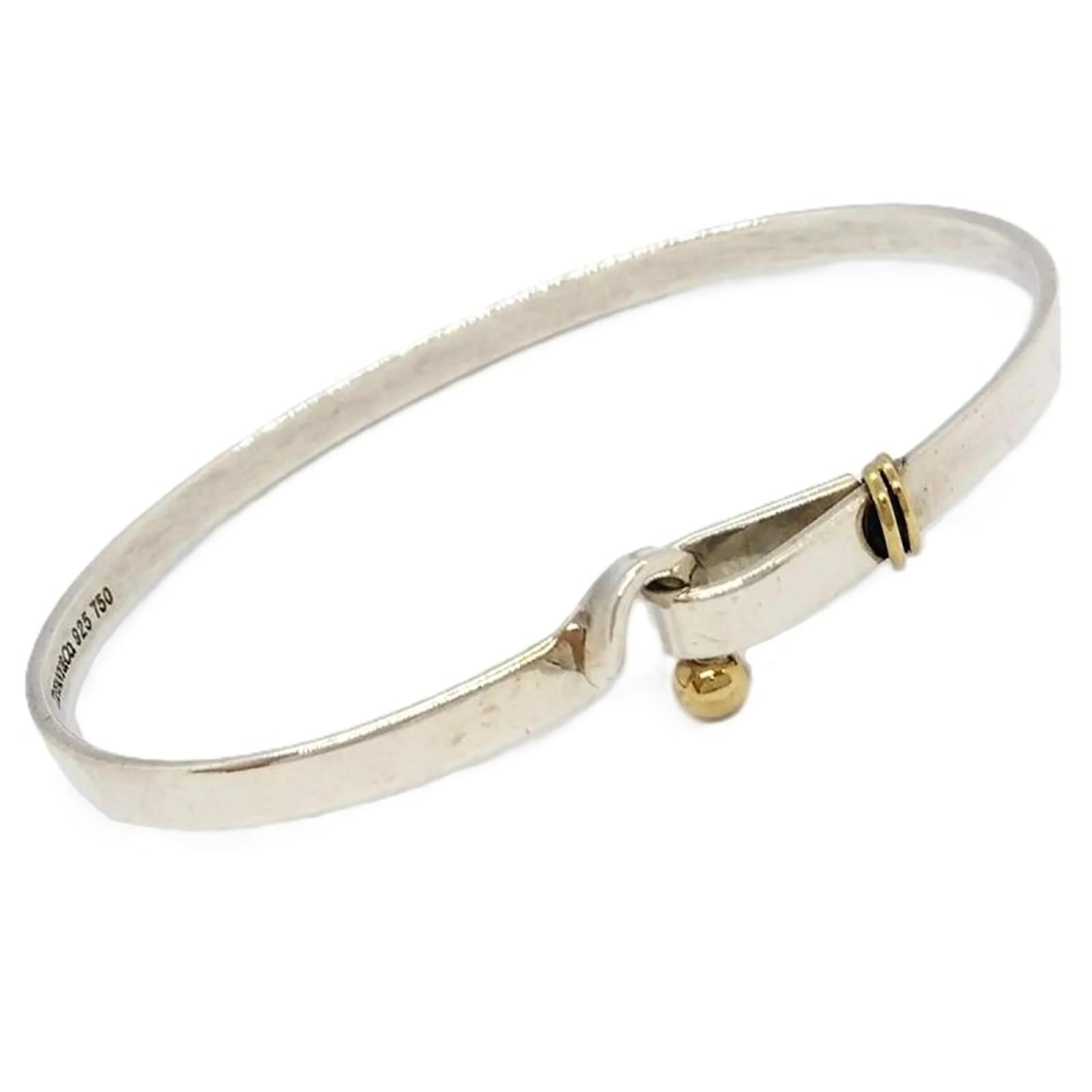 Tiffany & Co. Hook Eye Bangle Cuff White gold Silver  ref.2318455