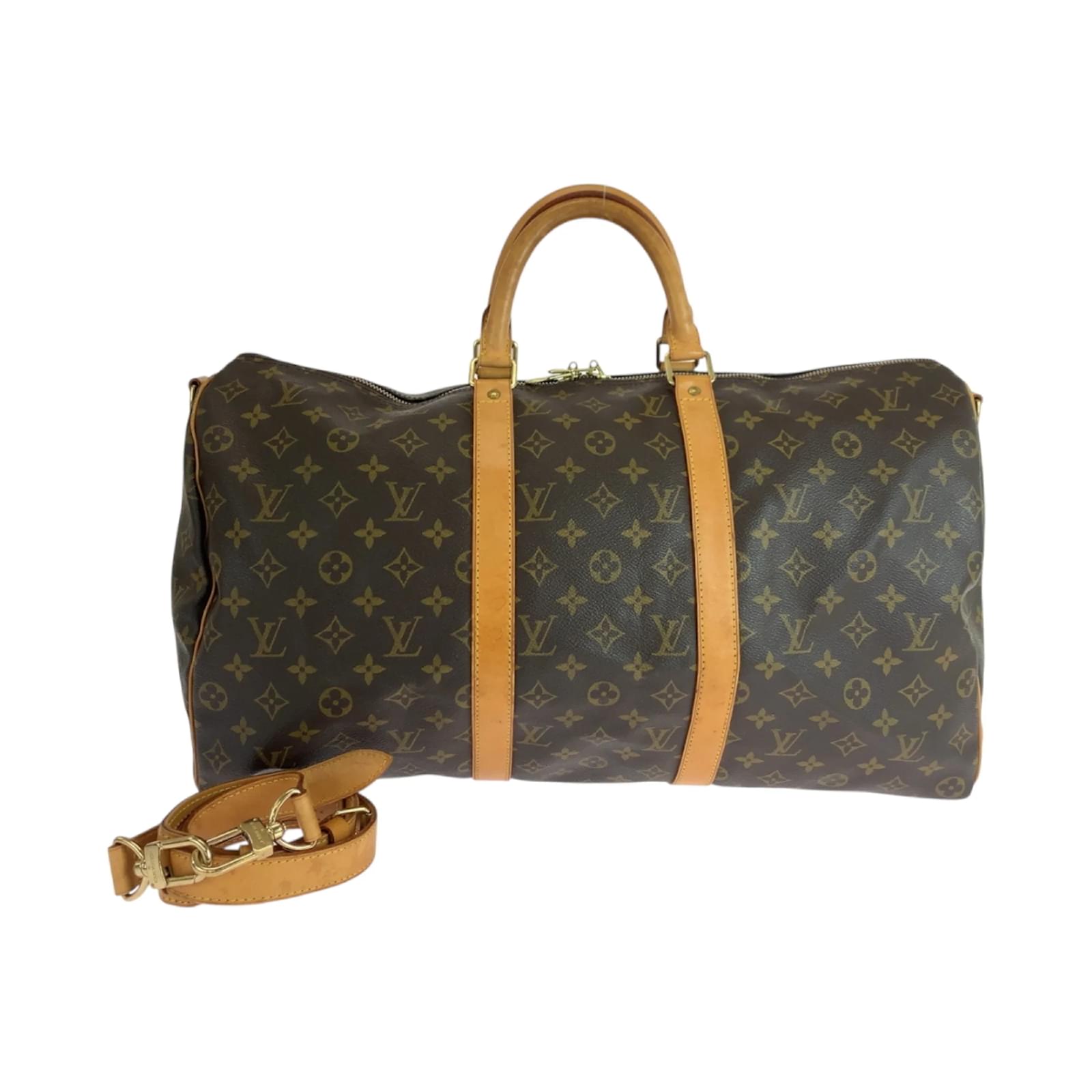 Louis Vuitton Monogram Keepall 50 Bandouliere Brown Patent leather  ref.2315076