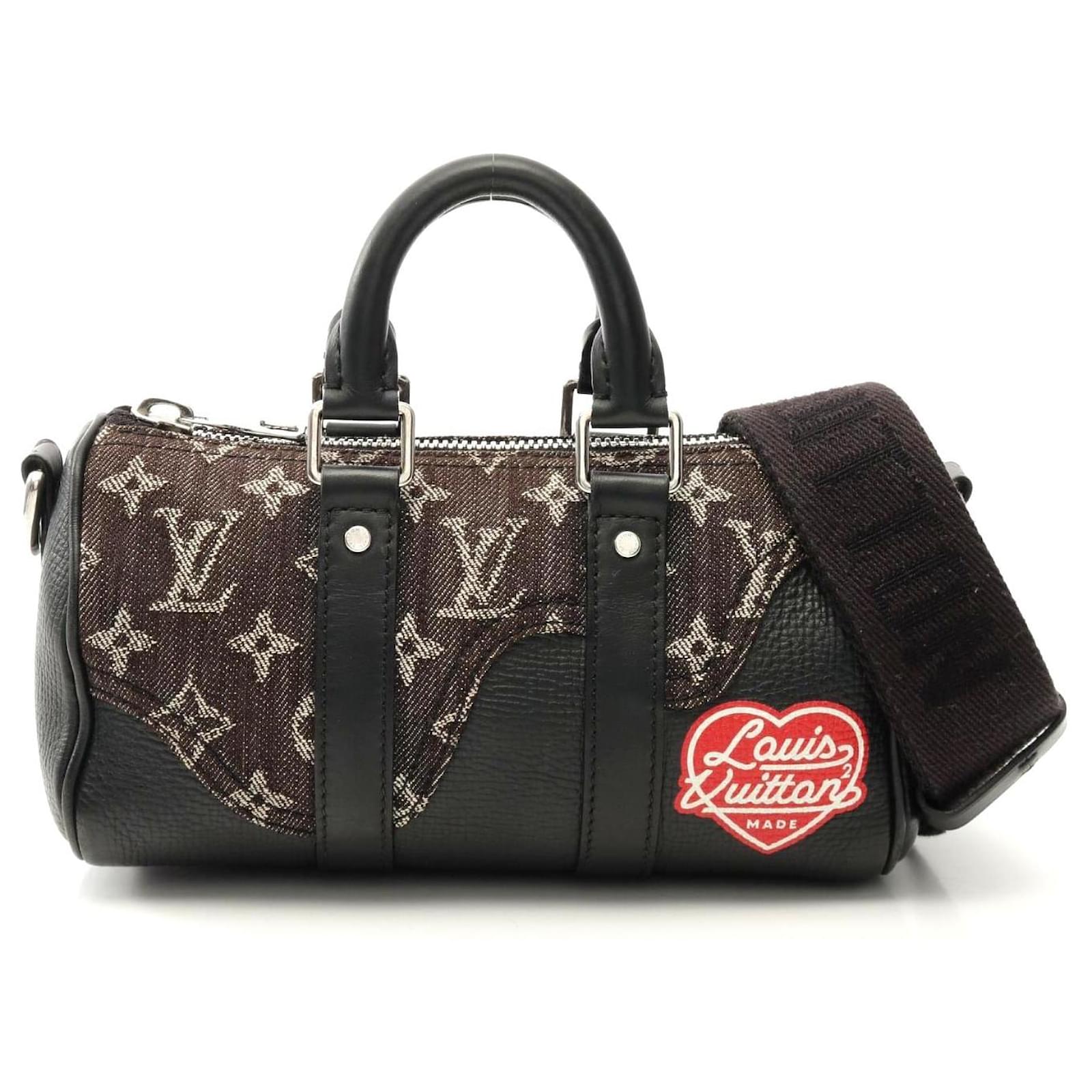 Louis Vuitton Keepall XS Monogram Denim Noir Handbag Black Cloth  ref.2314261