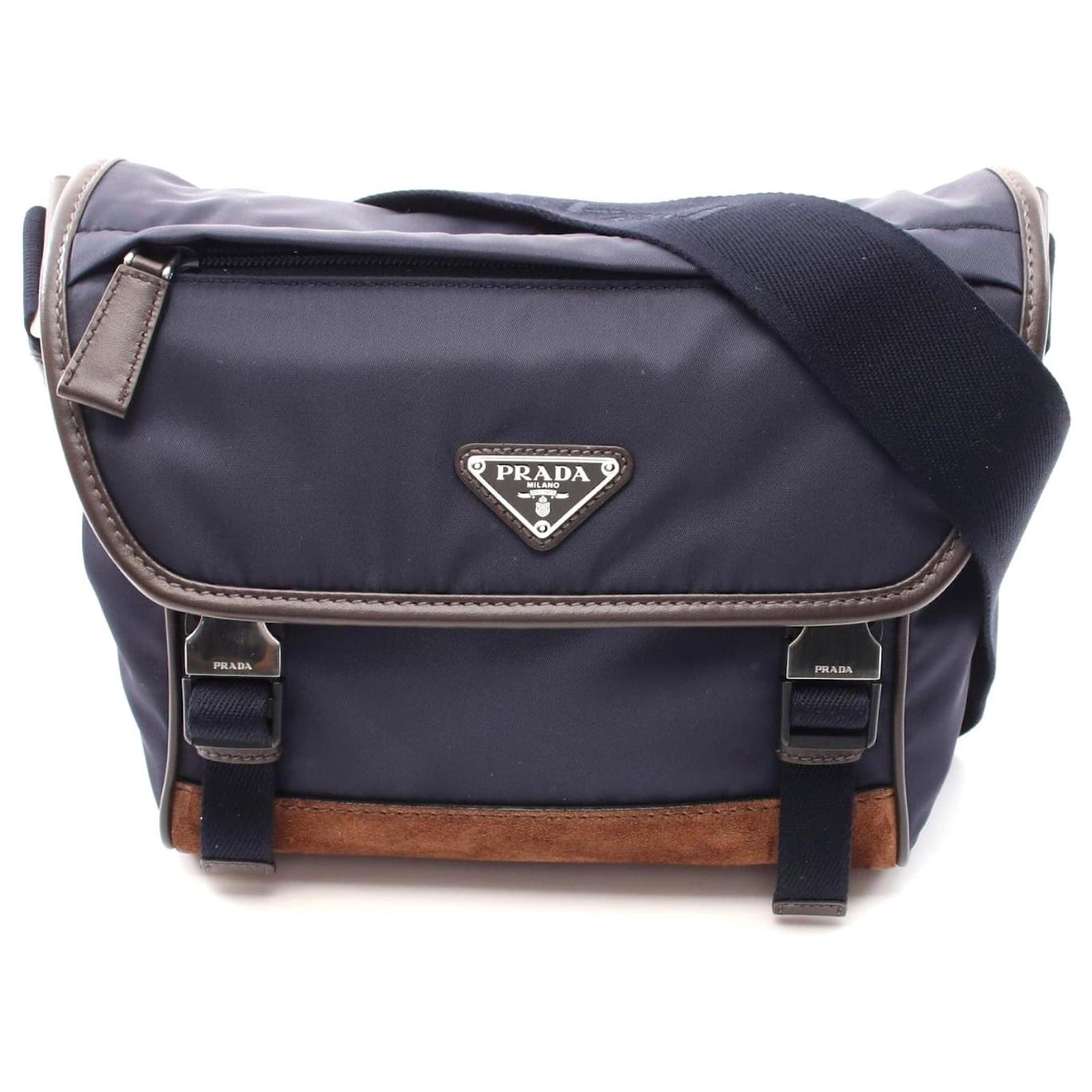Prada Nylon Leather Suede Shoulder Bag Blue  ref.2307352