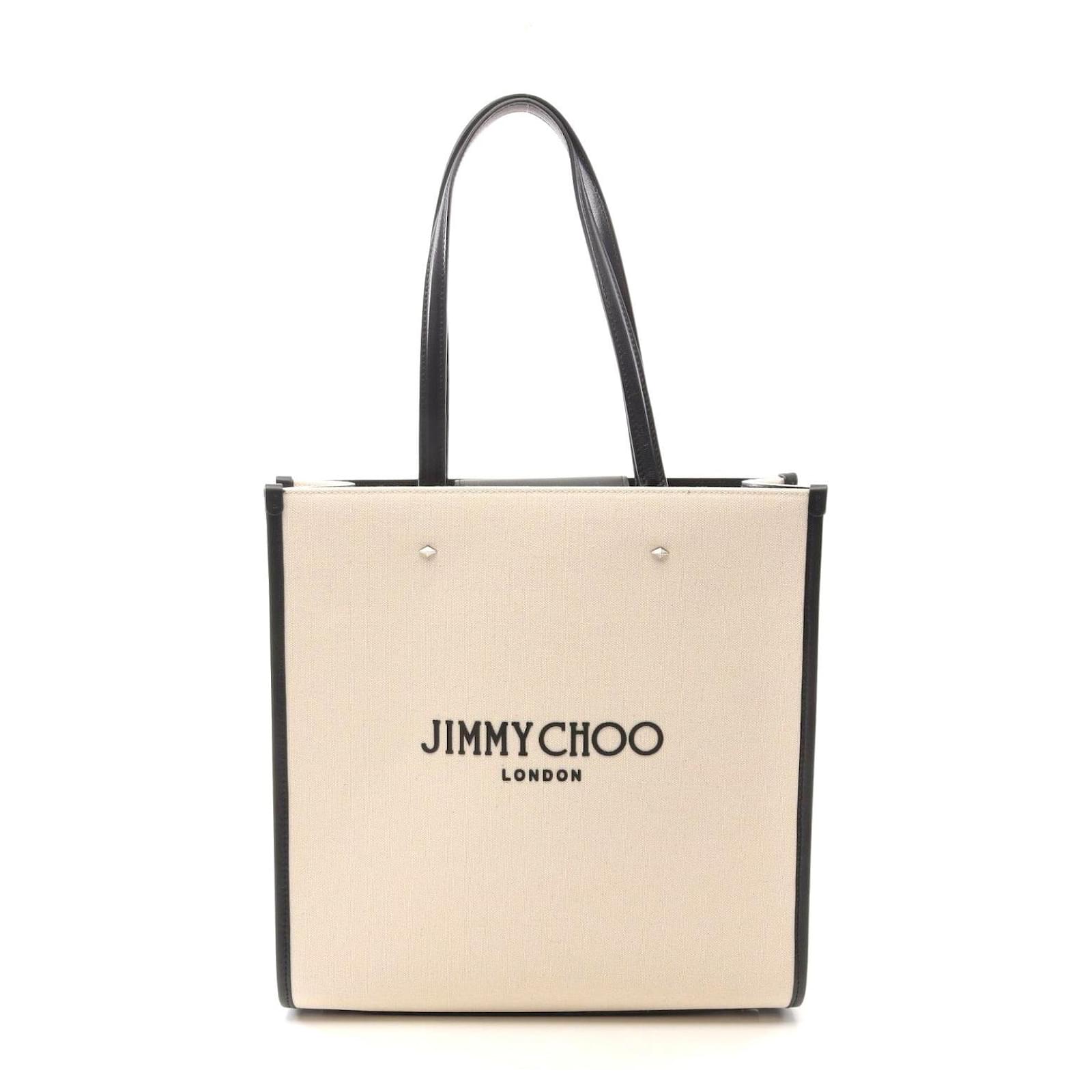 Jimmy Choo Canvas Leather Tote Bag White Cloth  ref.2307311