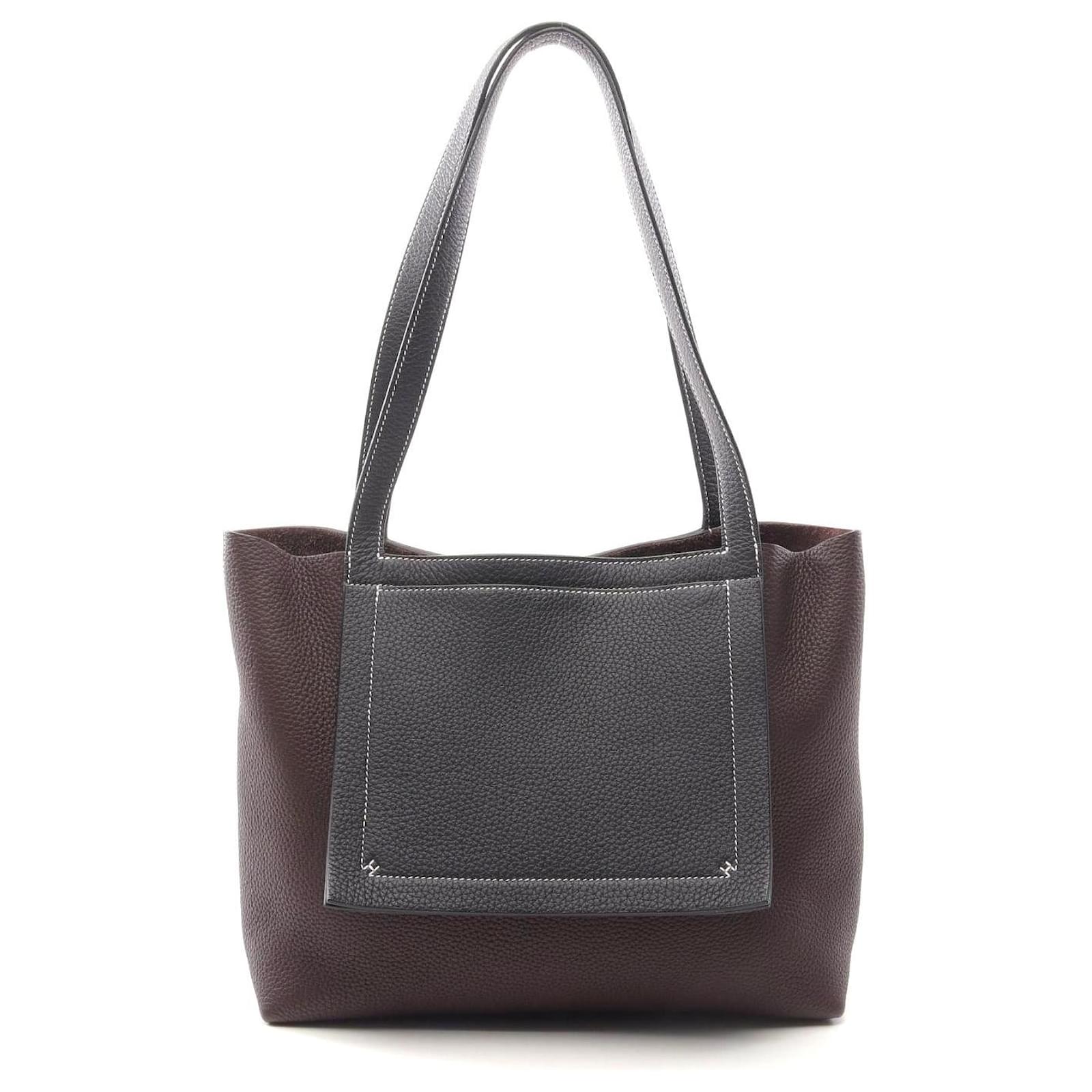 Hermès Hermes Leather Cabas Elan 31 Tote Bag Brown Pony-style calfskin  ref.2310227