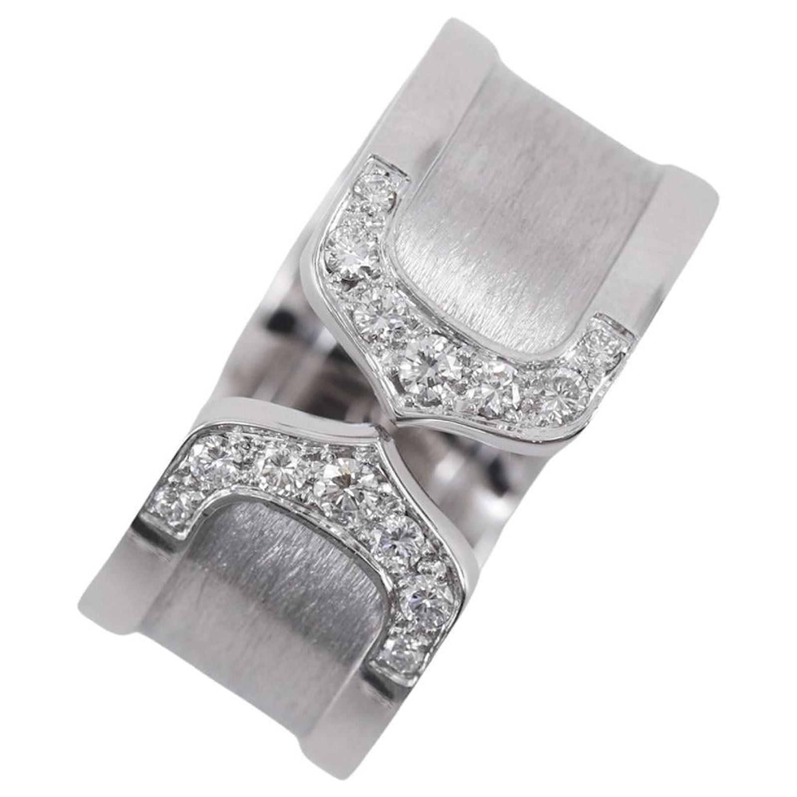 Cartier C2 Au750 Diamond Ring Size 13 Silvery Metallic Metal  ref.2317461