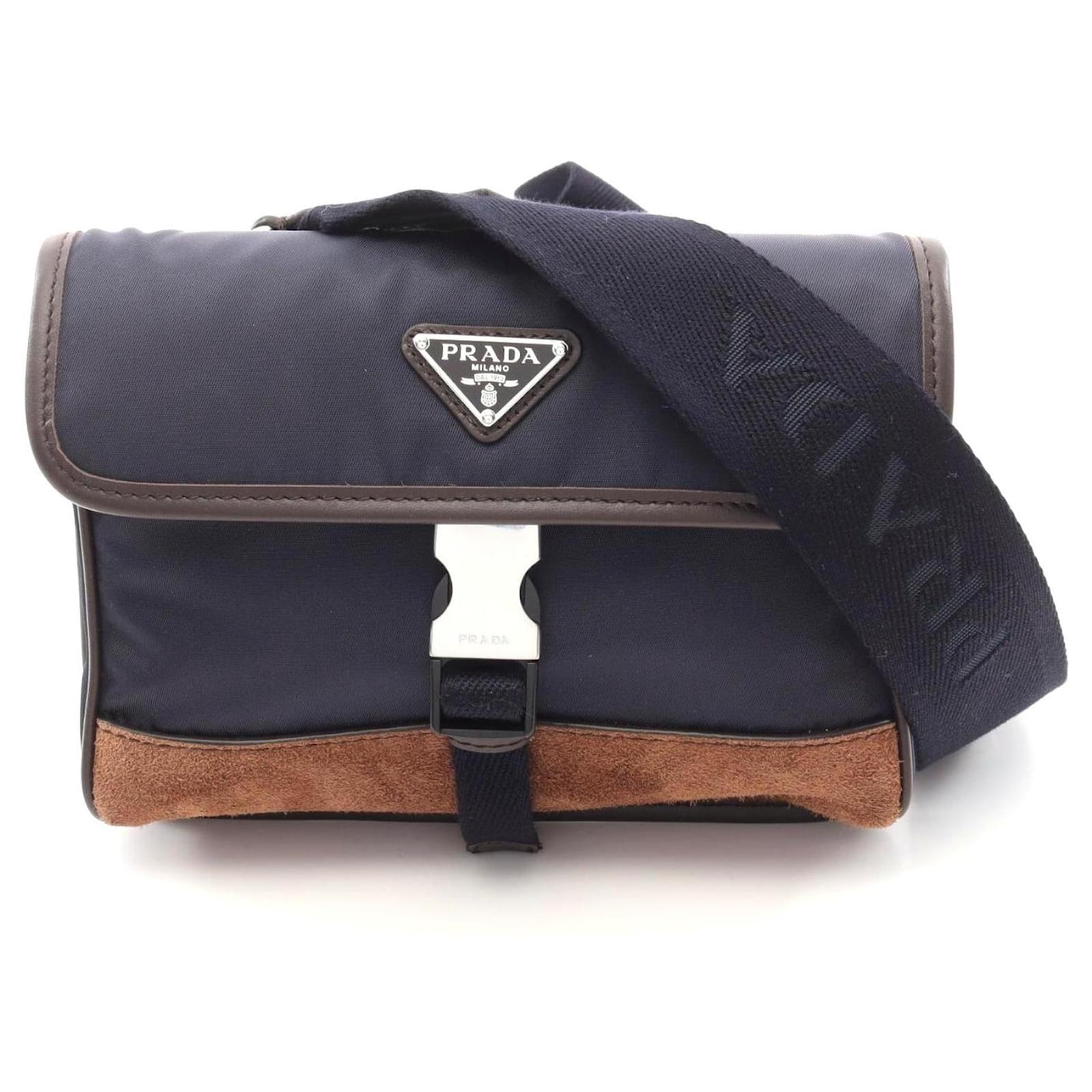 Prada Nylon Suede Leather Shoulder Bag Blue  ref.2309807