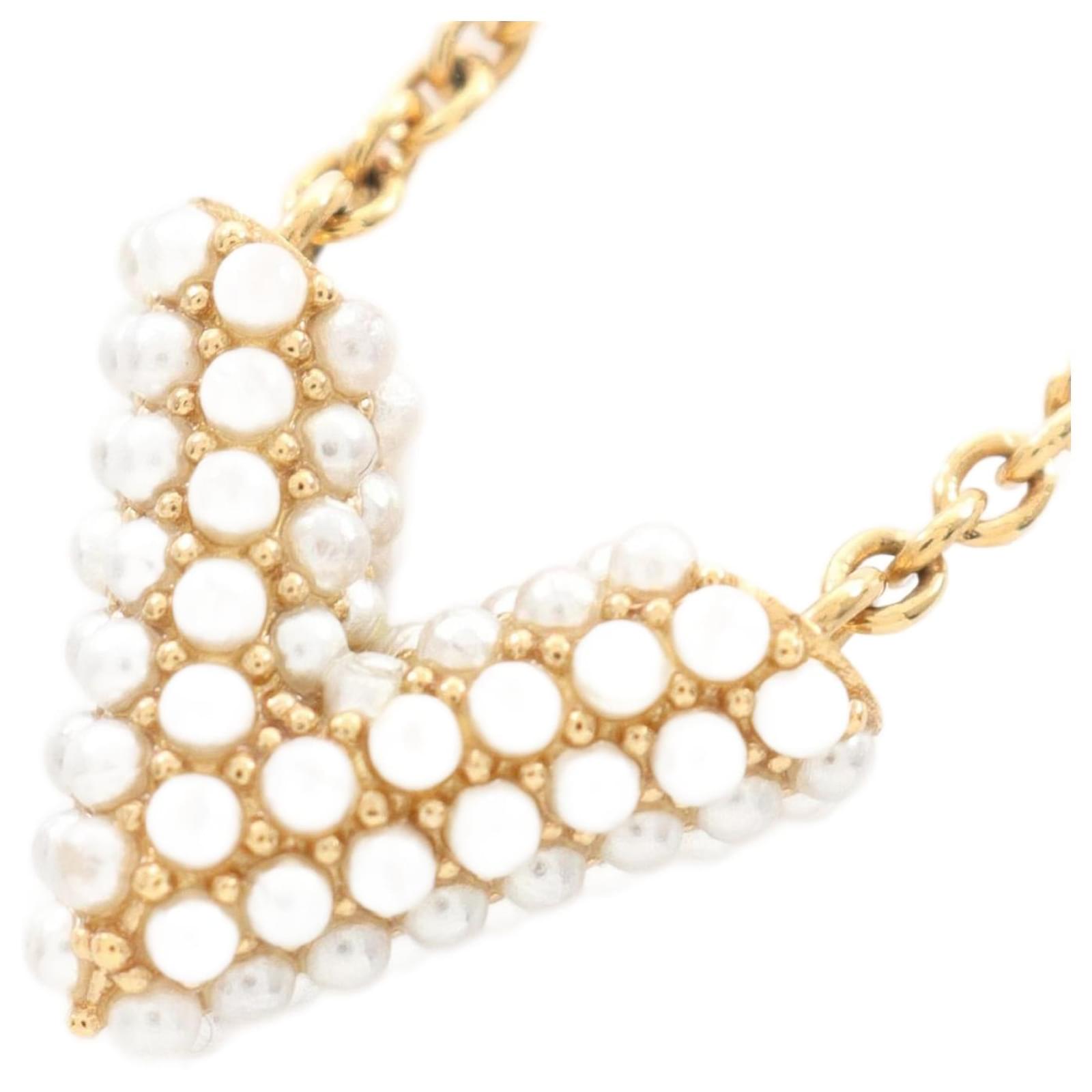 Louis Vuitton Collier Essential V Perle Necklace Golden Metallic Metal  ref.2316763