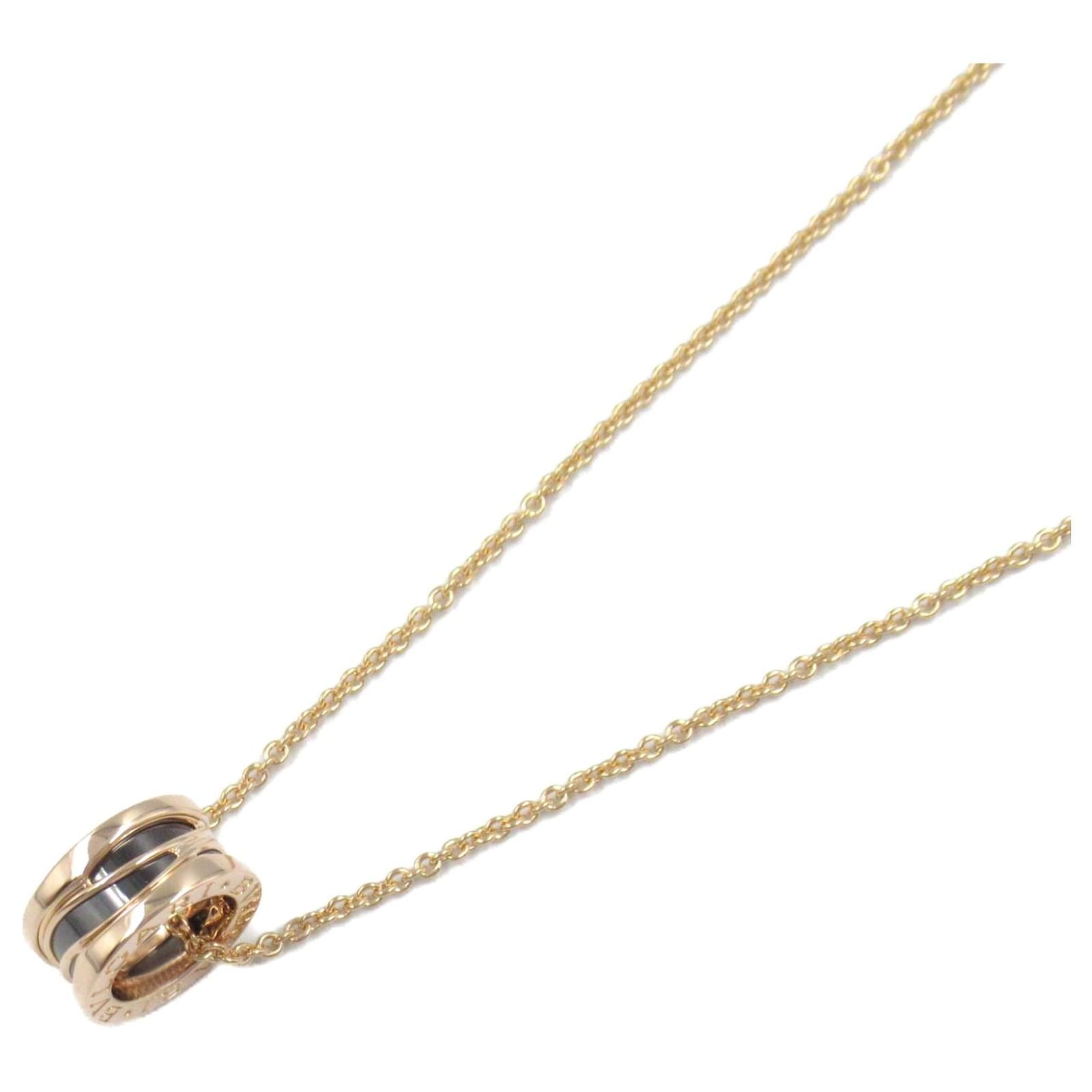 Bulgari Bvlgari B-zero1 Necklace K18PG Ceramic Black Metal Pink gold  ref.2316727