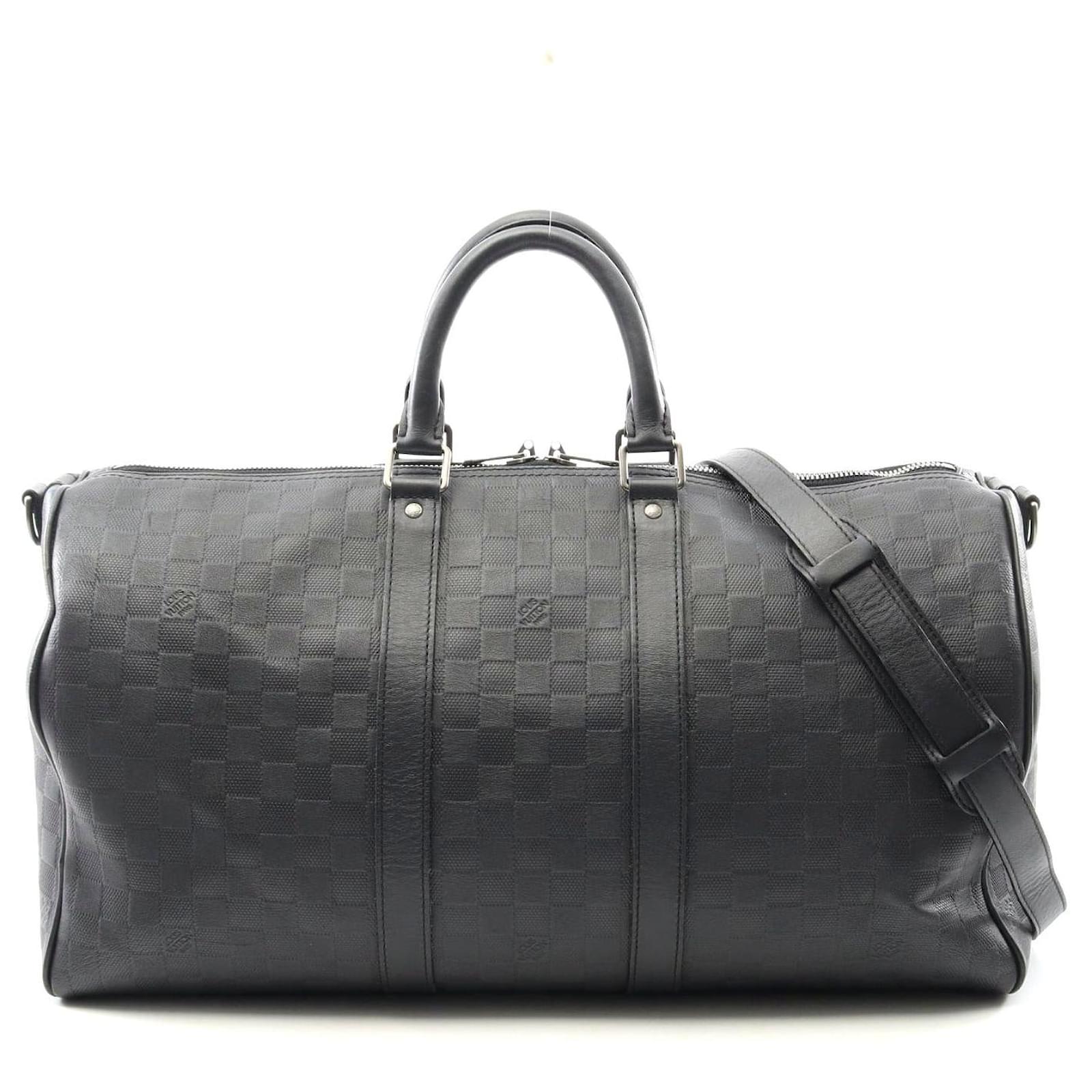 Louis Vuitton Leather Keepall Bandouliere 45 Onyx Bag Black Pony-style calfskin  ref.2303683