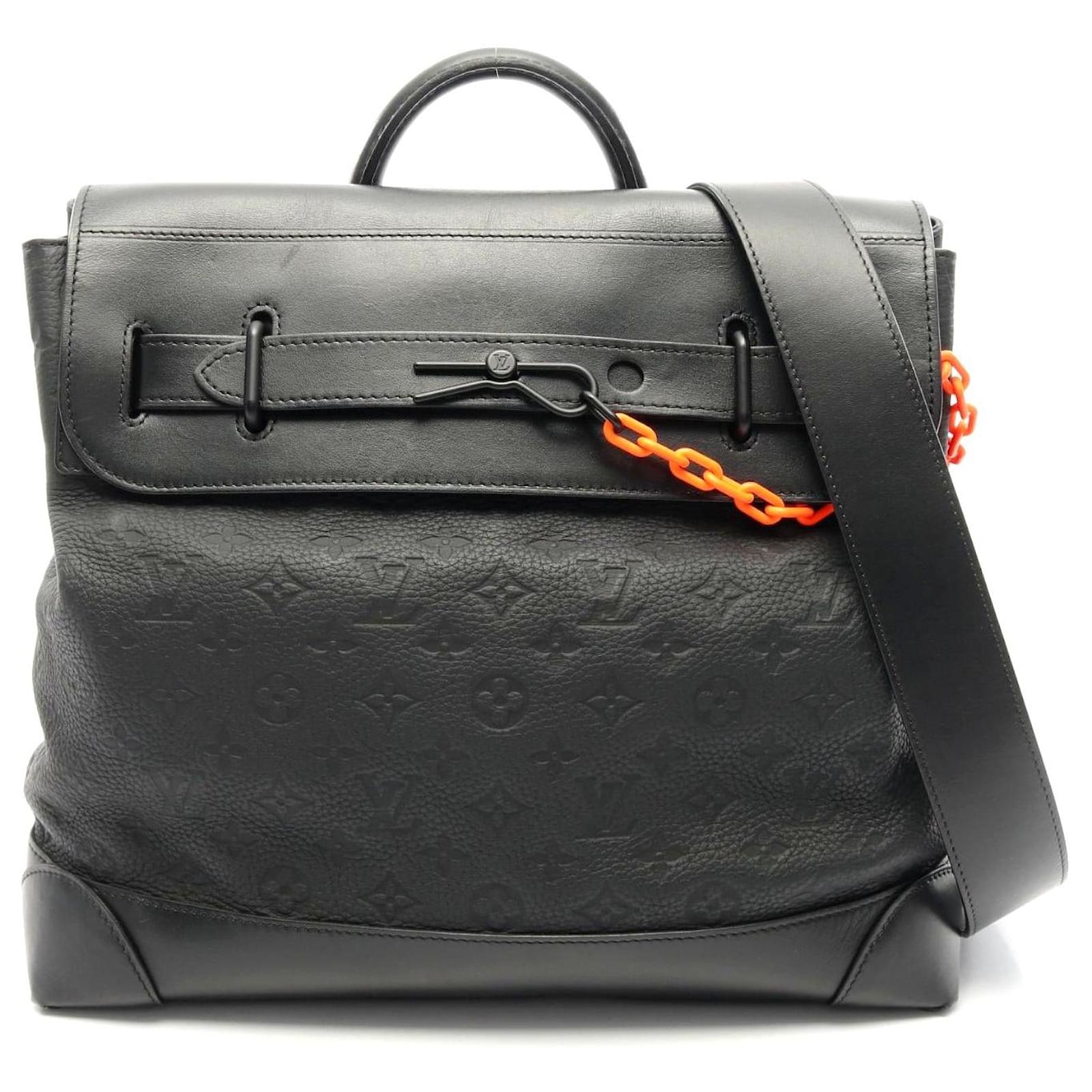 Louis Vuitton Steamer PM Monogram Handbag Black Leather Pony-style calfskin  ref.2305810