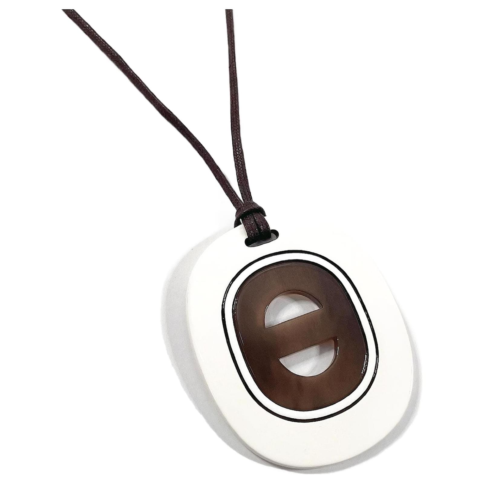 Hermès Hermes Fidelio Village Necklace Buffalo Horn Lacquer White Varnish  ref.2315908