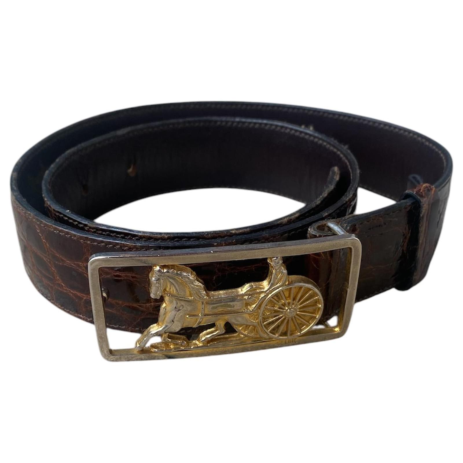Céline Burgundy leather belt Celine Triomphe vintage  ref.2315631