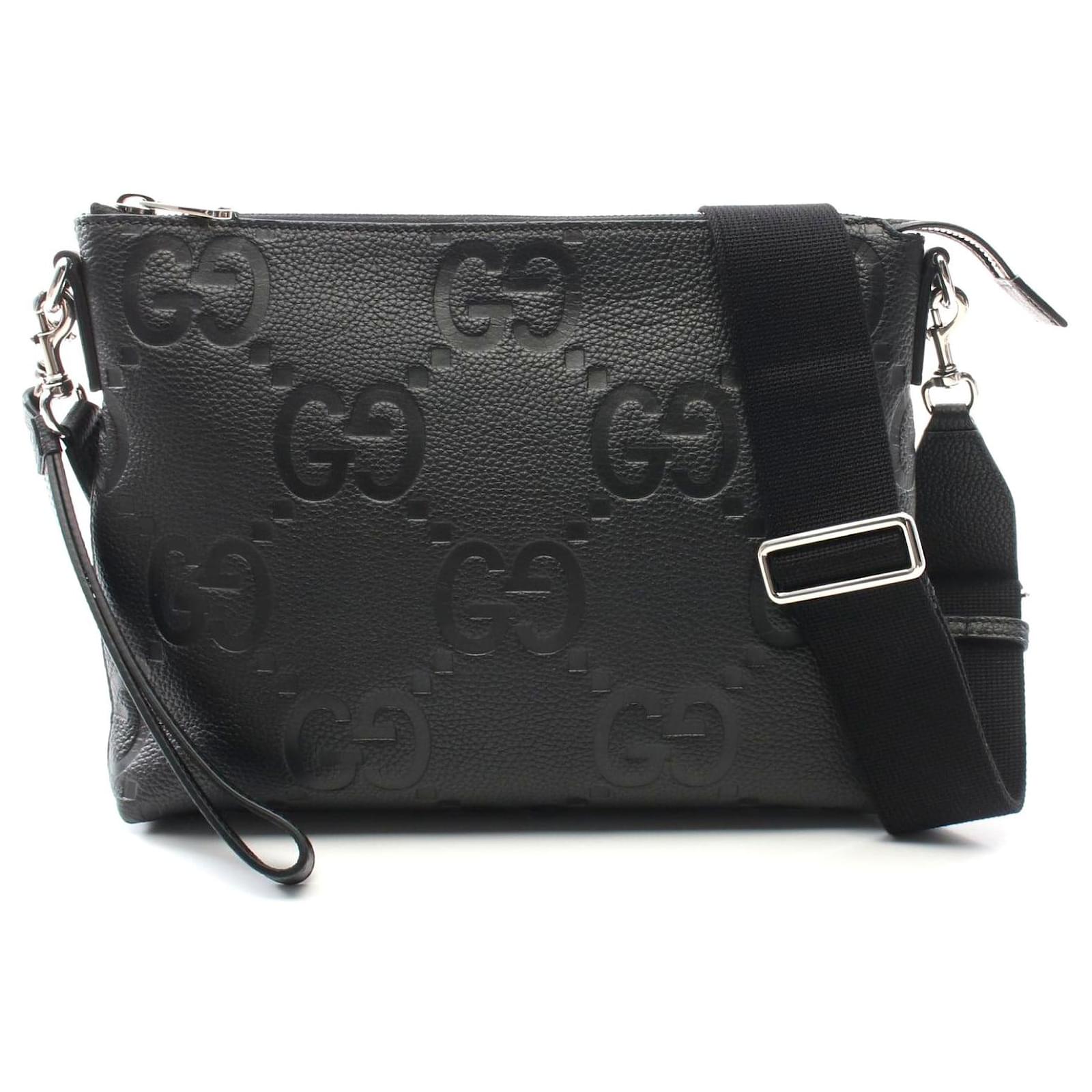 Gucci Jumbo GG Medium Leather Messenger Bag Black Pony-style calfskin  ref.2307861