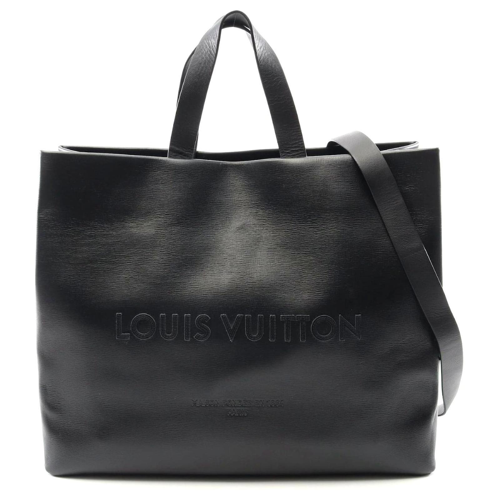 Louis Vuitton Leather Shopper Tote Bag Black  ref.2303850
