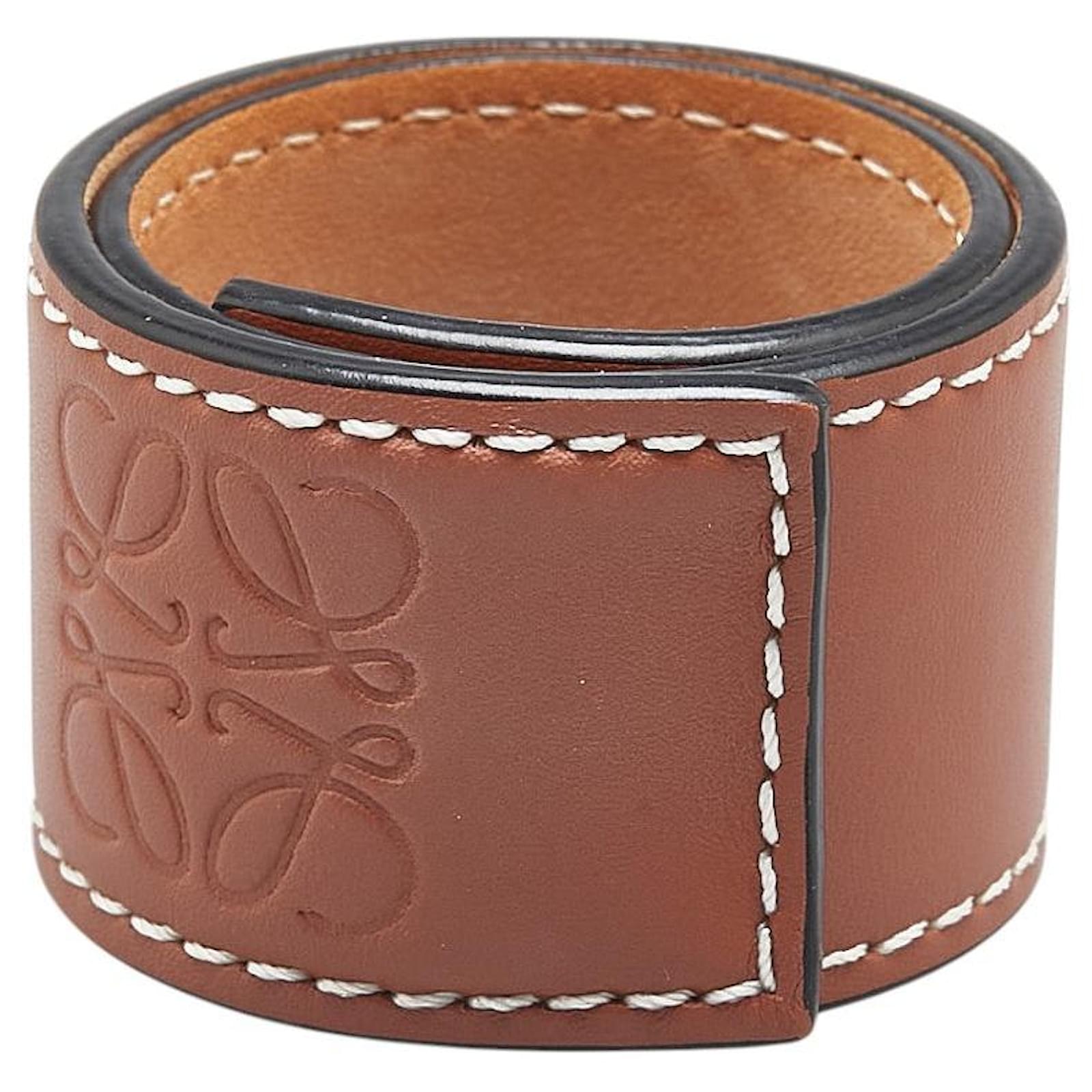 Loewe Anagram Small Slap Bracelet Leather Bracelet Metallic Bronze  ref.2323856