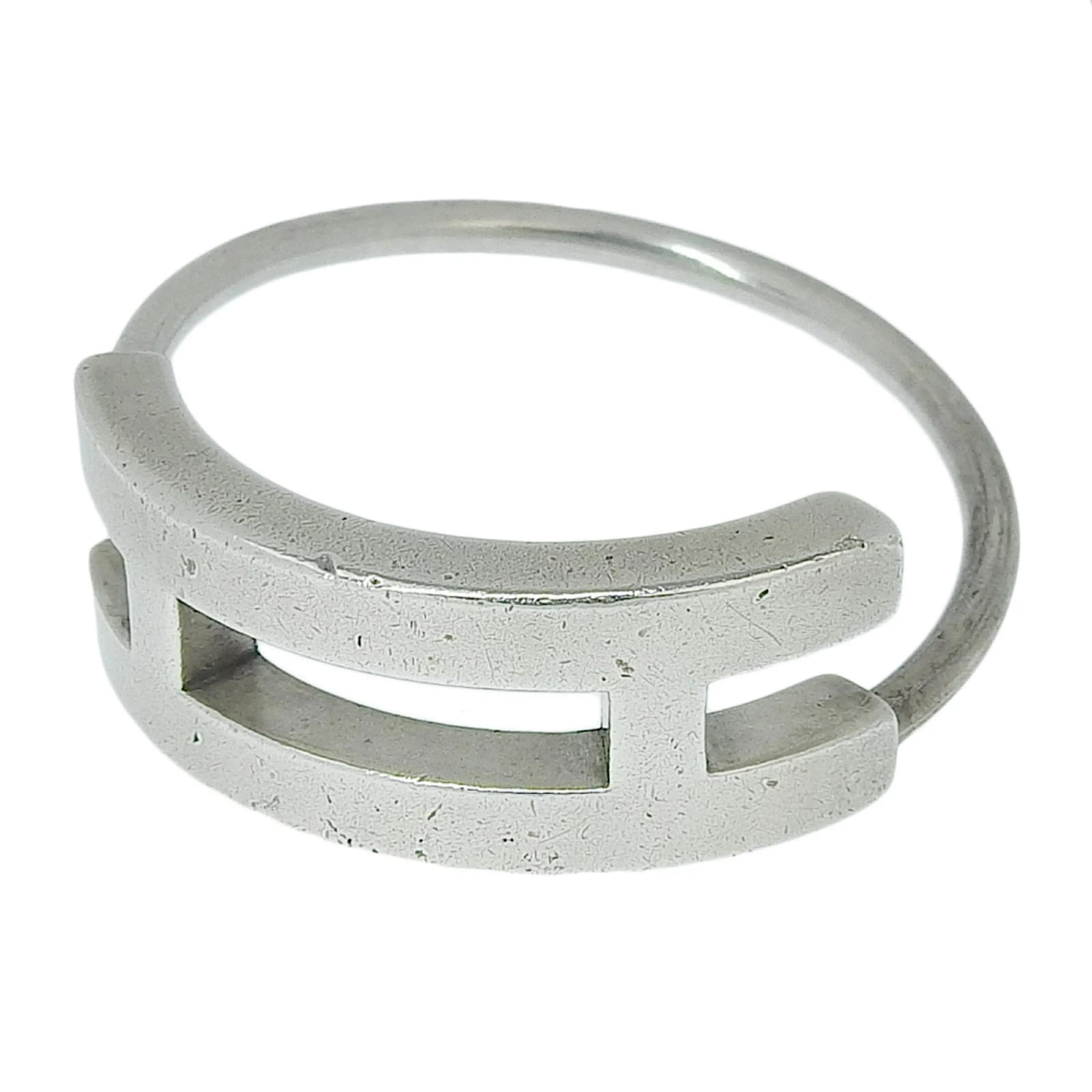 Hermès Hermes Silver H Logo Keyring Silvery  ref.2314514