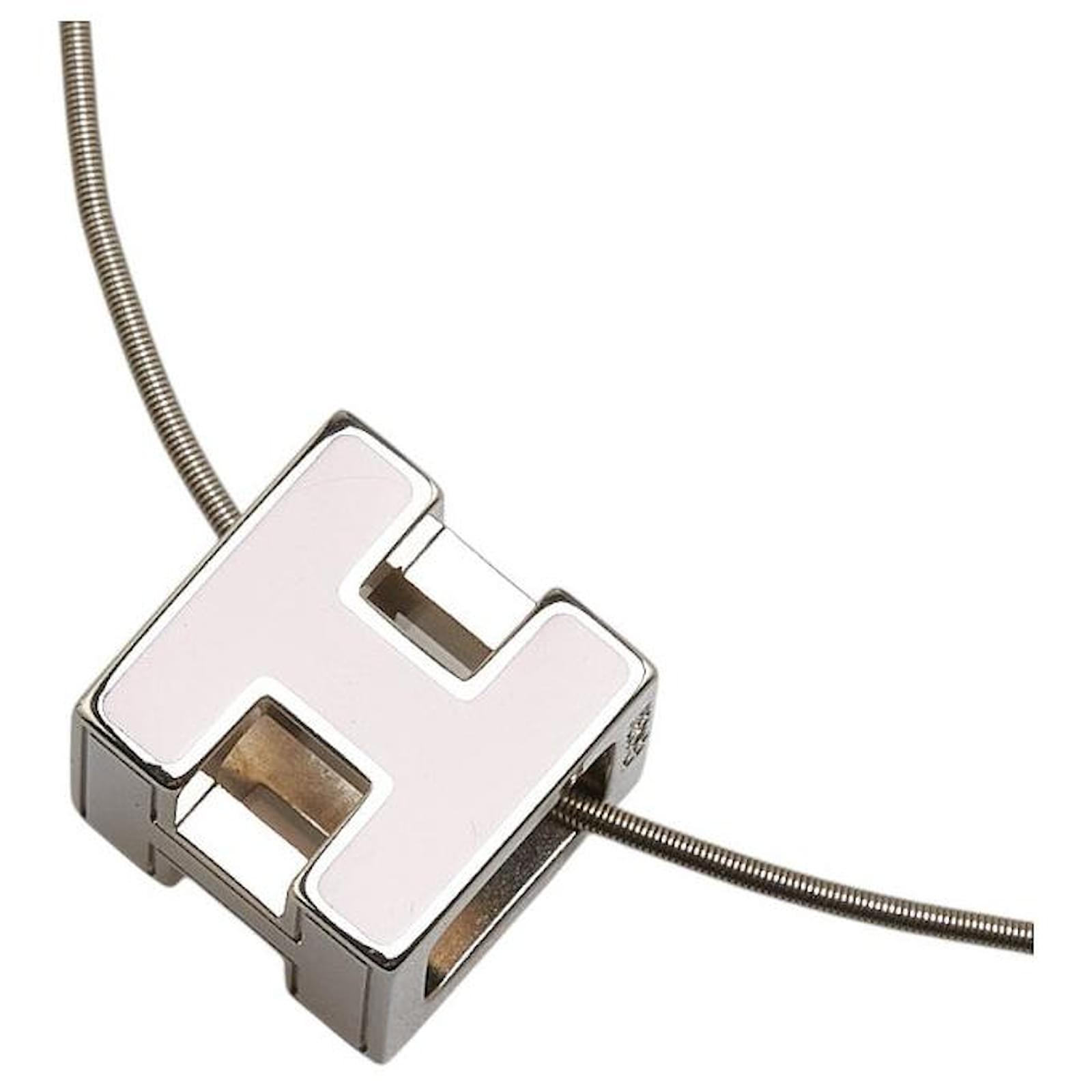 Hermès Hermes CAGE D'H H Cube Necklace Silvery Metallic Metal  ref.2323709