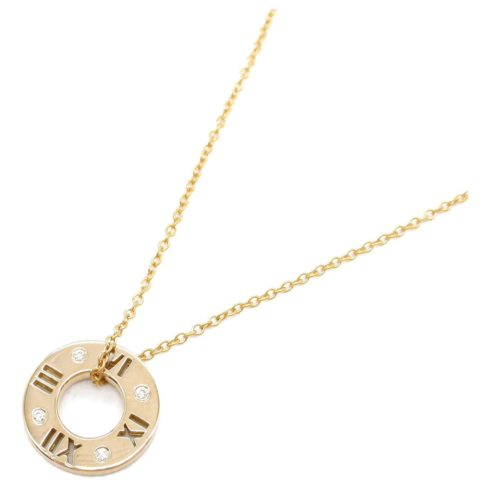 Tiffany & Co Diamond K18PG Necklace White Metal Pink gold  ref.2304949