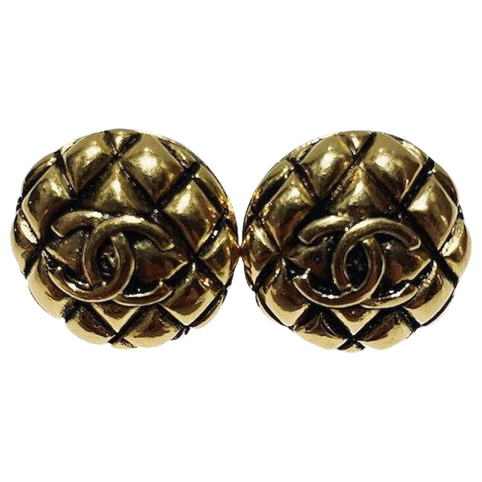 Chanel Coco Mark Earrings Golden Metallic Metal  ref.2323331