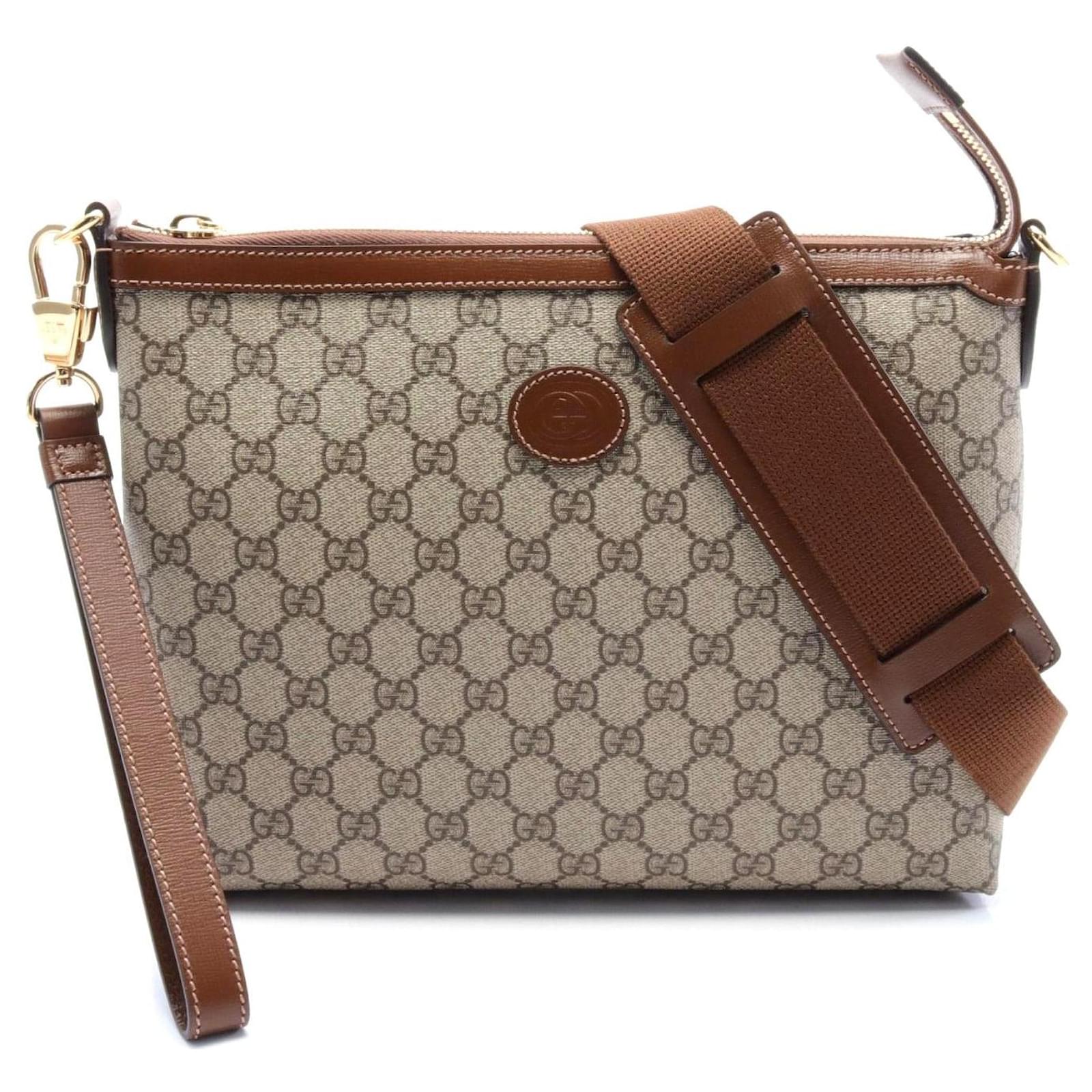 Gucci Interlocking G GG Supreme Messenger Bag Brown Beige Cloth  ref.2306220