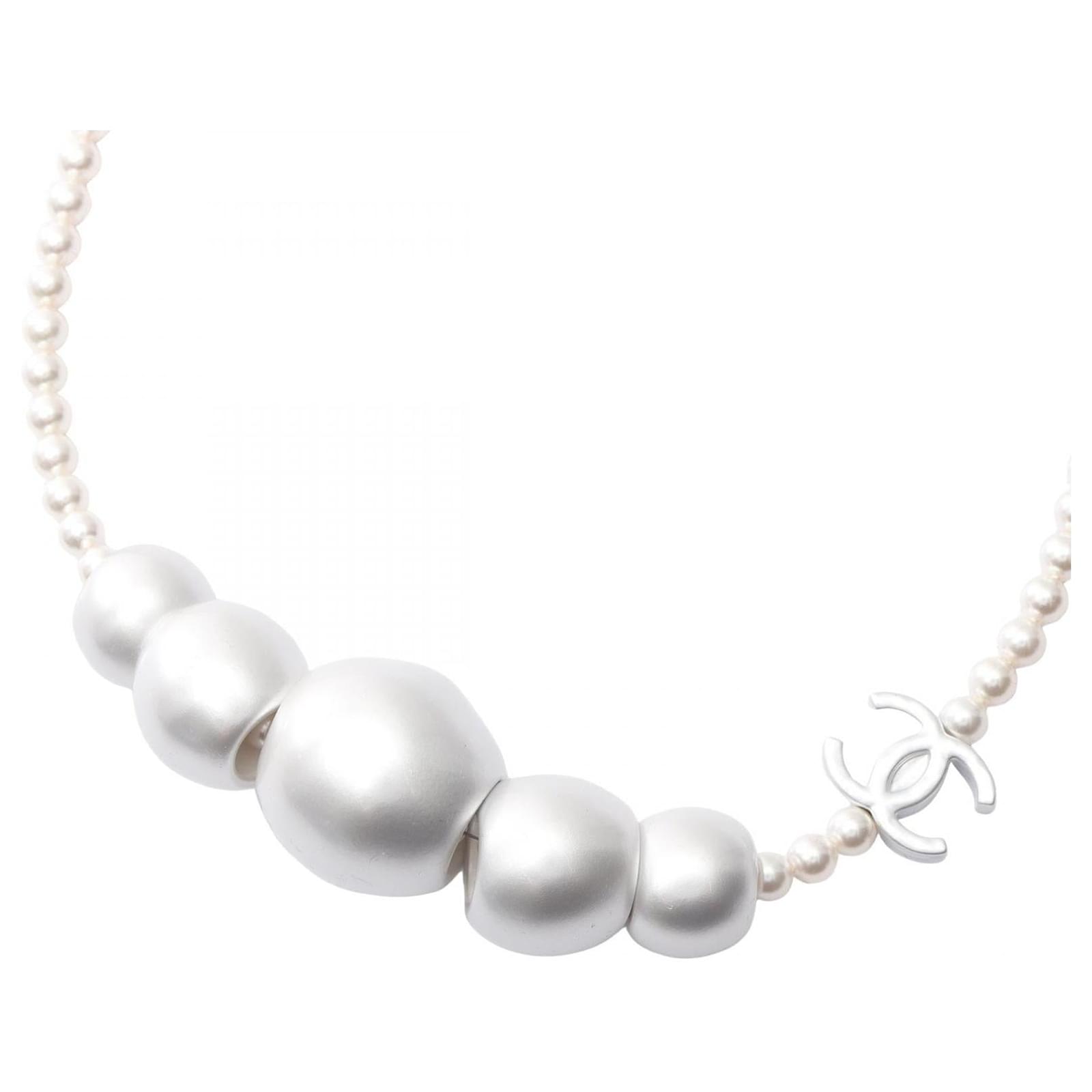Chanel Coco Mark Necklace Silvery Metallic Metal  ref.2323286