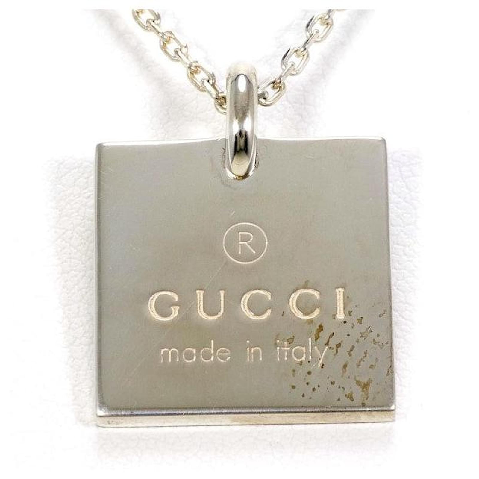 Gucci Square Necklace Silvery Metallic Metal  ref.2323271
