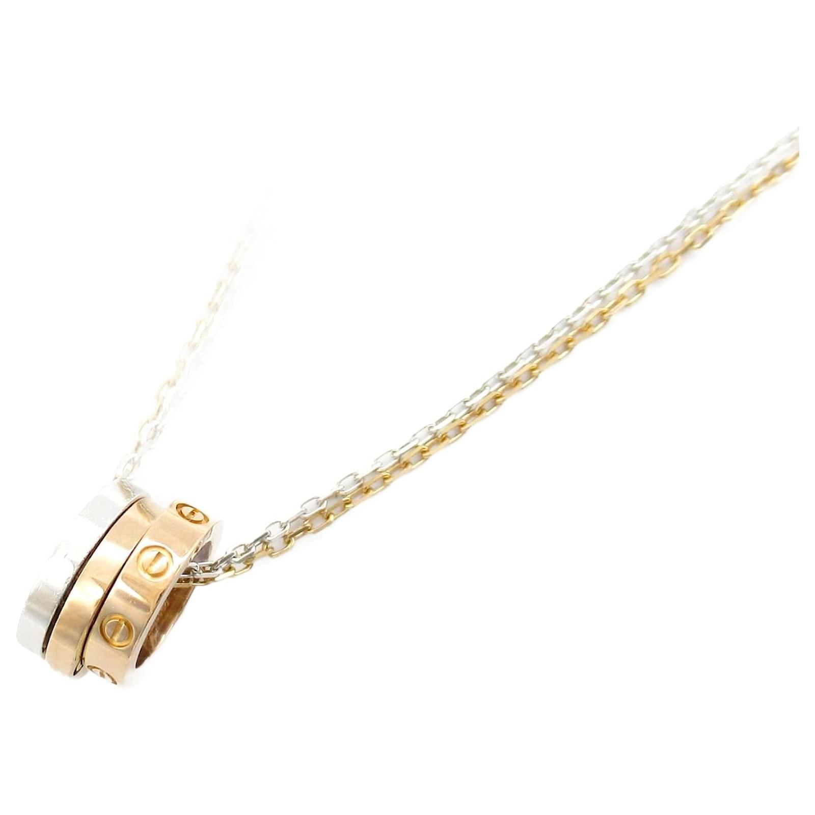 Cartier Love Leaf Hoop Necklace K18WG K18PG Diamond White  ref.2306332