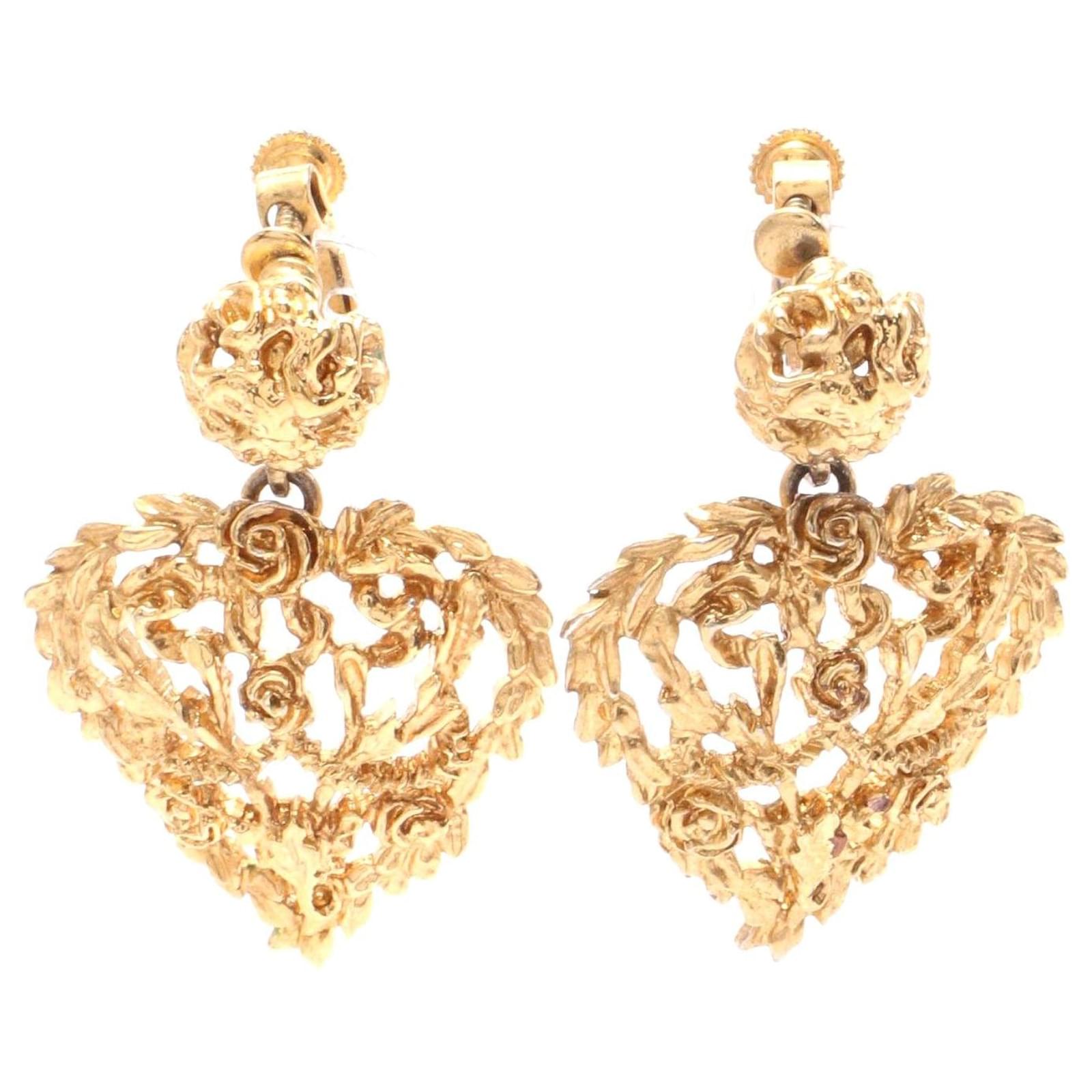 Yves Saint Laurent Gold Plated Earrings Golden Metallic Metal  ref.2304590