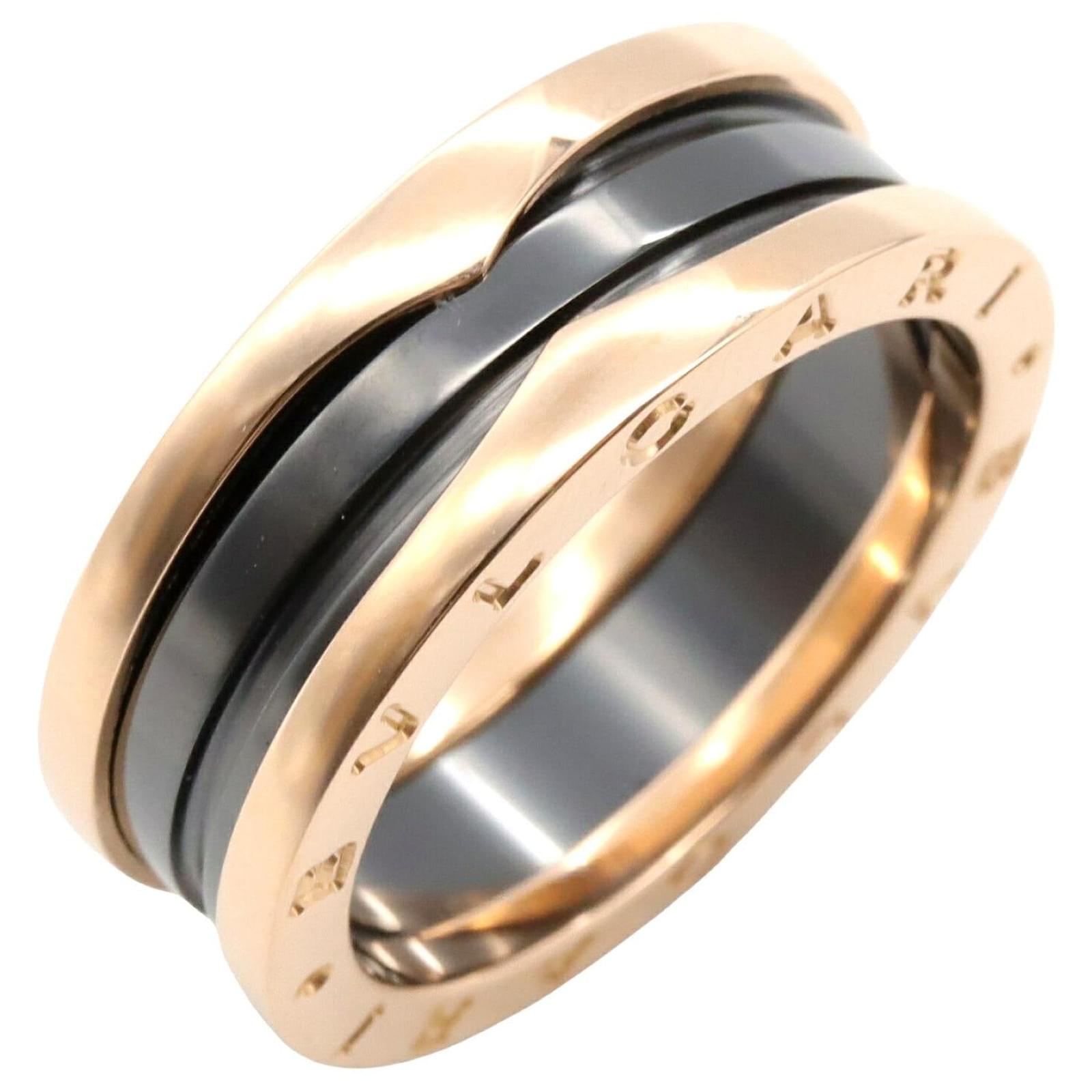 Bulgari Bvlgari B-zero1 Ring Ceramic K18PG Pink Gold Black Metal  ref.2313756