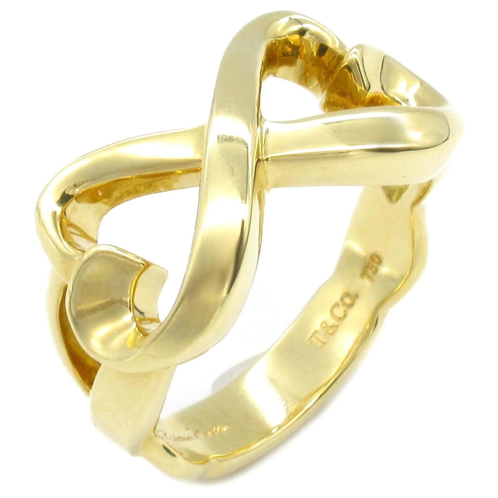 Tiffany & Co Double Loving Heart Ring K18 YG Golden Metallic Metal Gold  ref.2313752