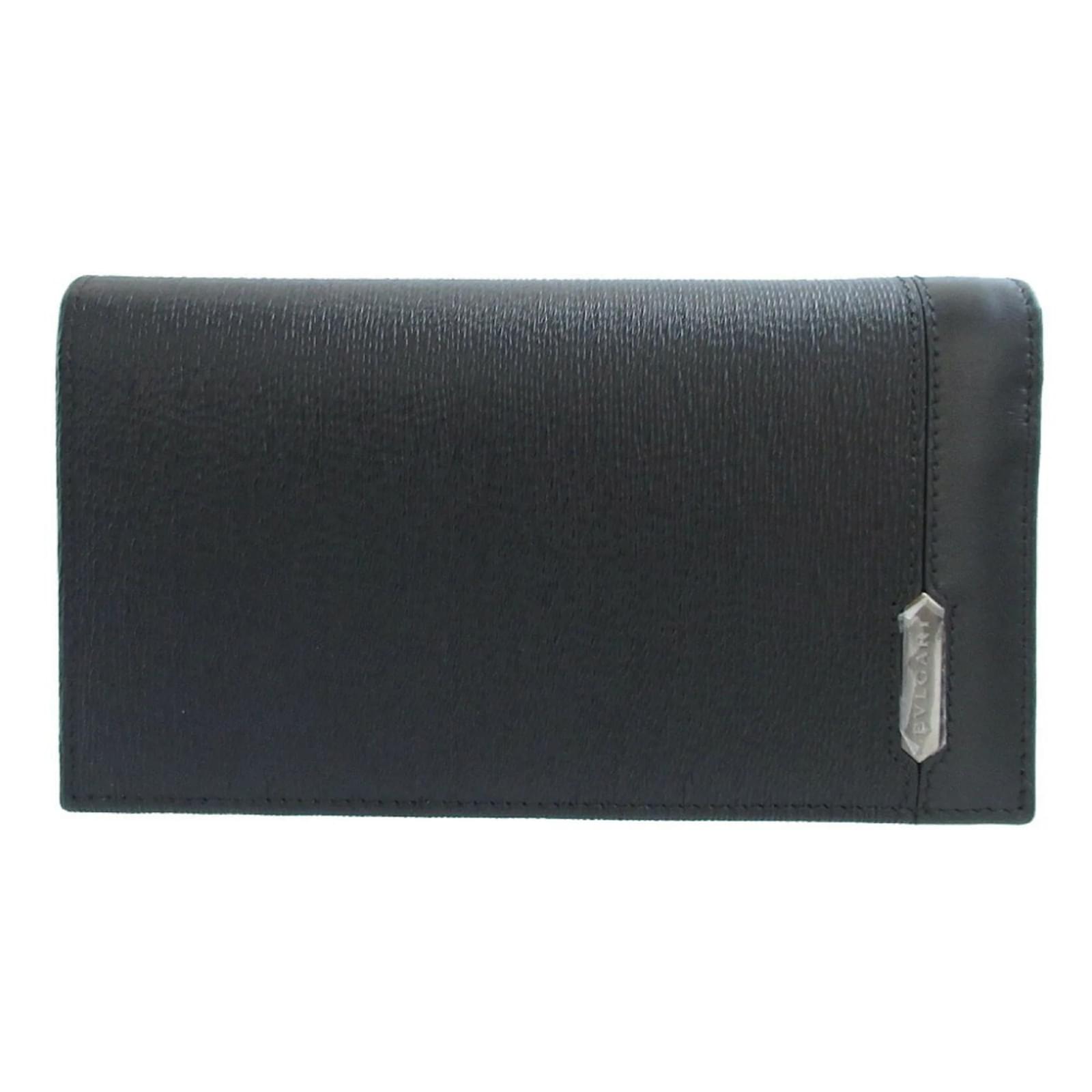 Bulgari Bvlgari Serpenti Scaglie Leather Bi-fold Long Wallet Black  ref.2302708