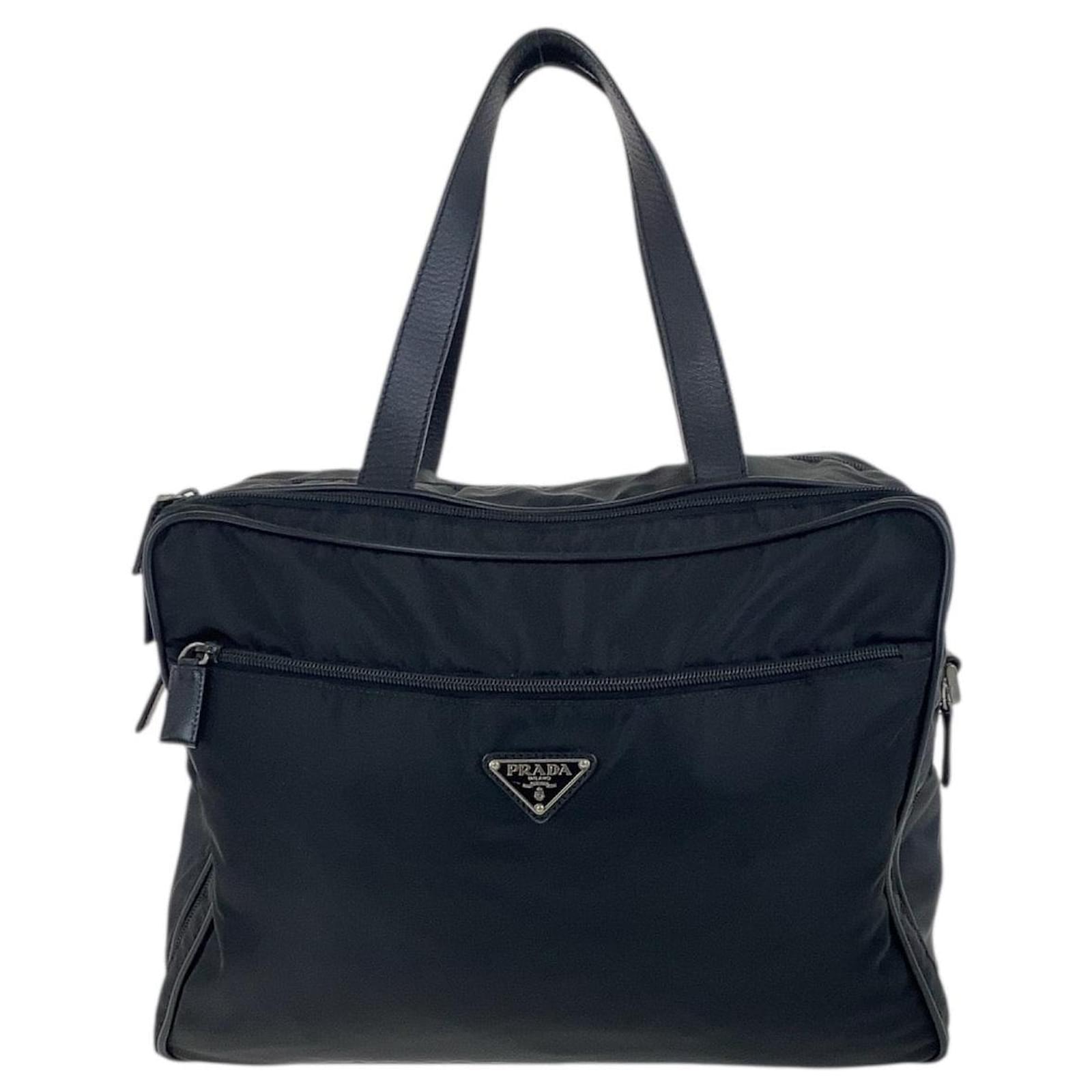 Prada Tessuto Saffiano Nylon Leather Briefcase Black  ref.2285771