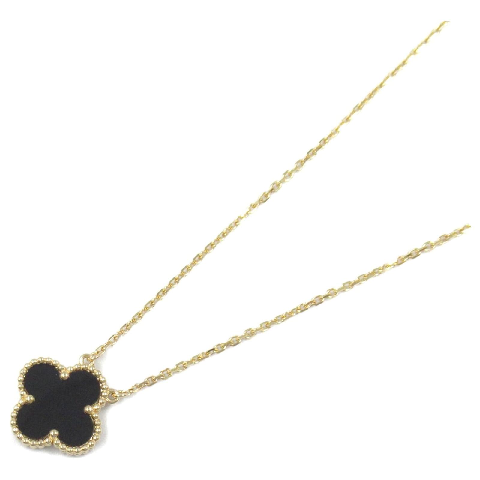 Van Cleef & Arpels Onyx K18 YG Vintage Alhambra Necklace Black Metal Gold  ref.2306117
