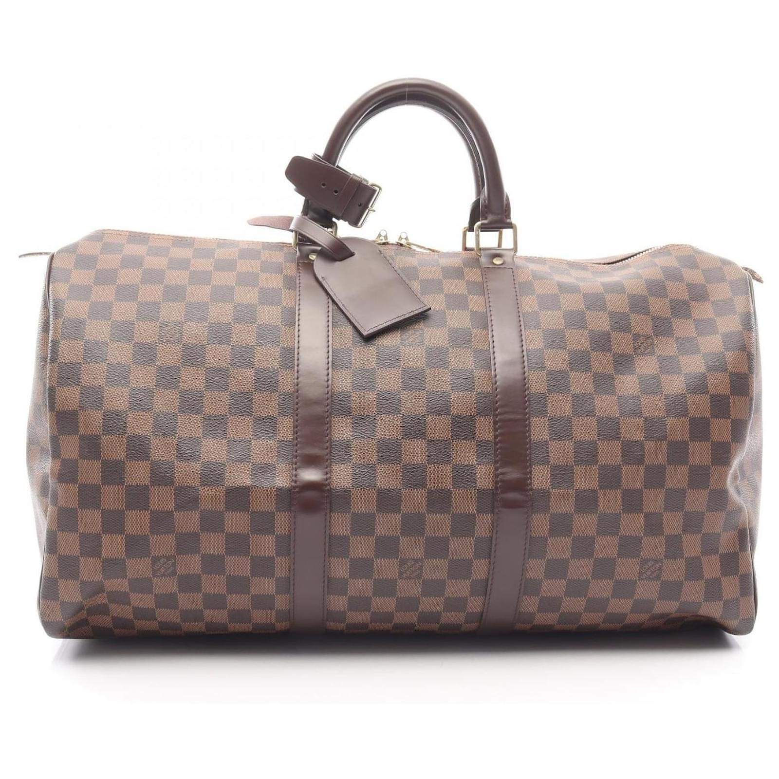 Louis Vuitton Keepall 50 Damier Ebene Boston Bag Brown Cloth  ref.2297777