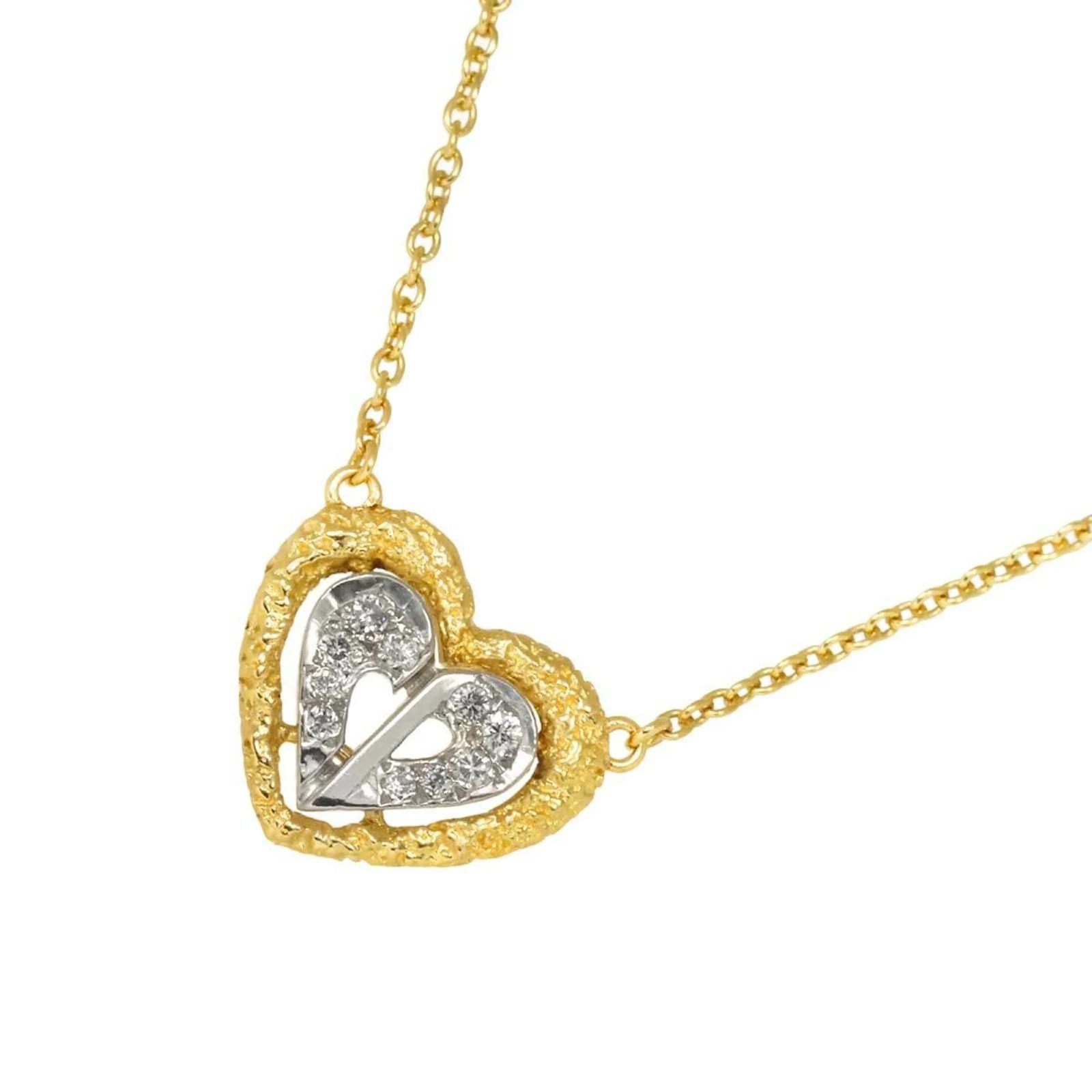 Christian Dior Heart Diamond Necklace Yellow gold Platinum  ref.2322031
