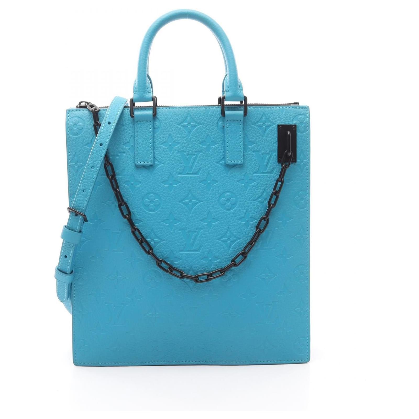 Louis Vuitton Sac Plat Messenger Monogram Taurillon 2way bag Blue Leather  ref.2297491