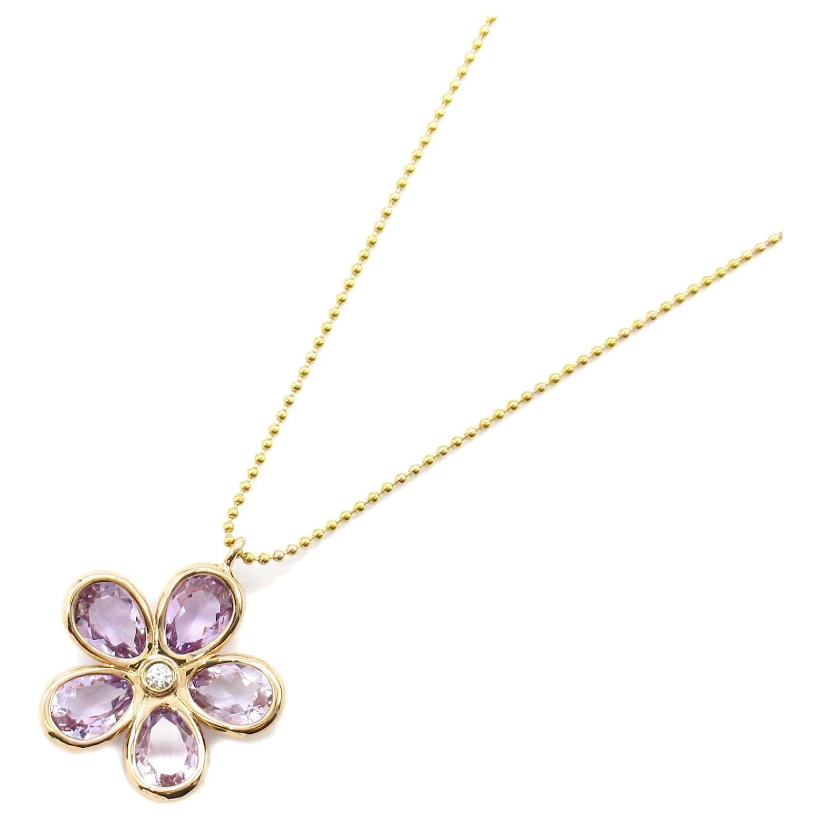 Tiffany & Co Amethyst Diamond K18PG Necklace Purple Metal Pink gold  ref.2295792