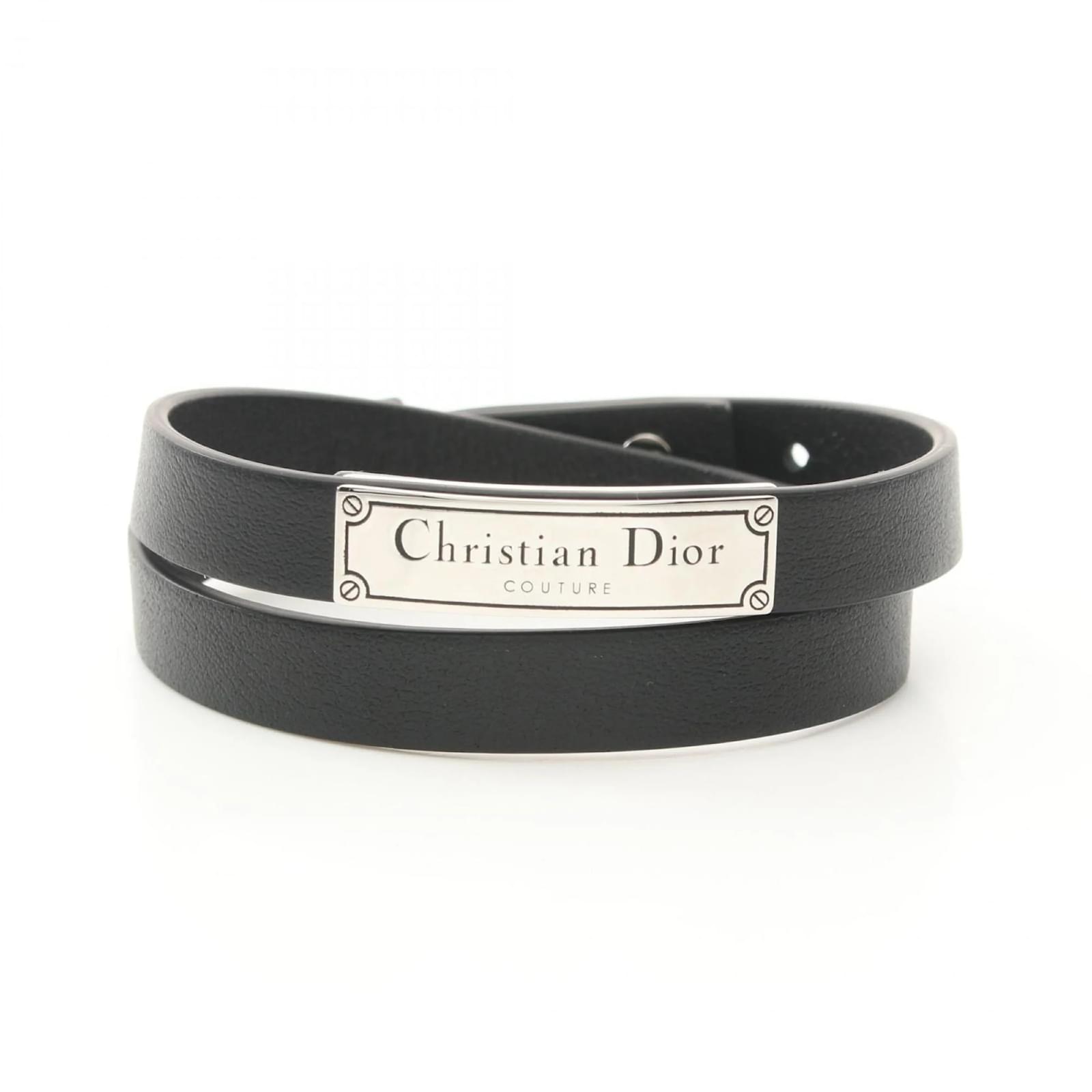 Christian Dior Dior Homme Charm Bracelet Black Silvery Leather Steel  ref.2296691